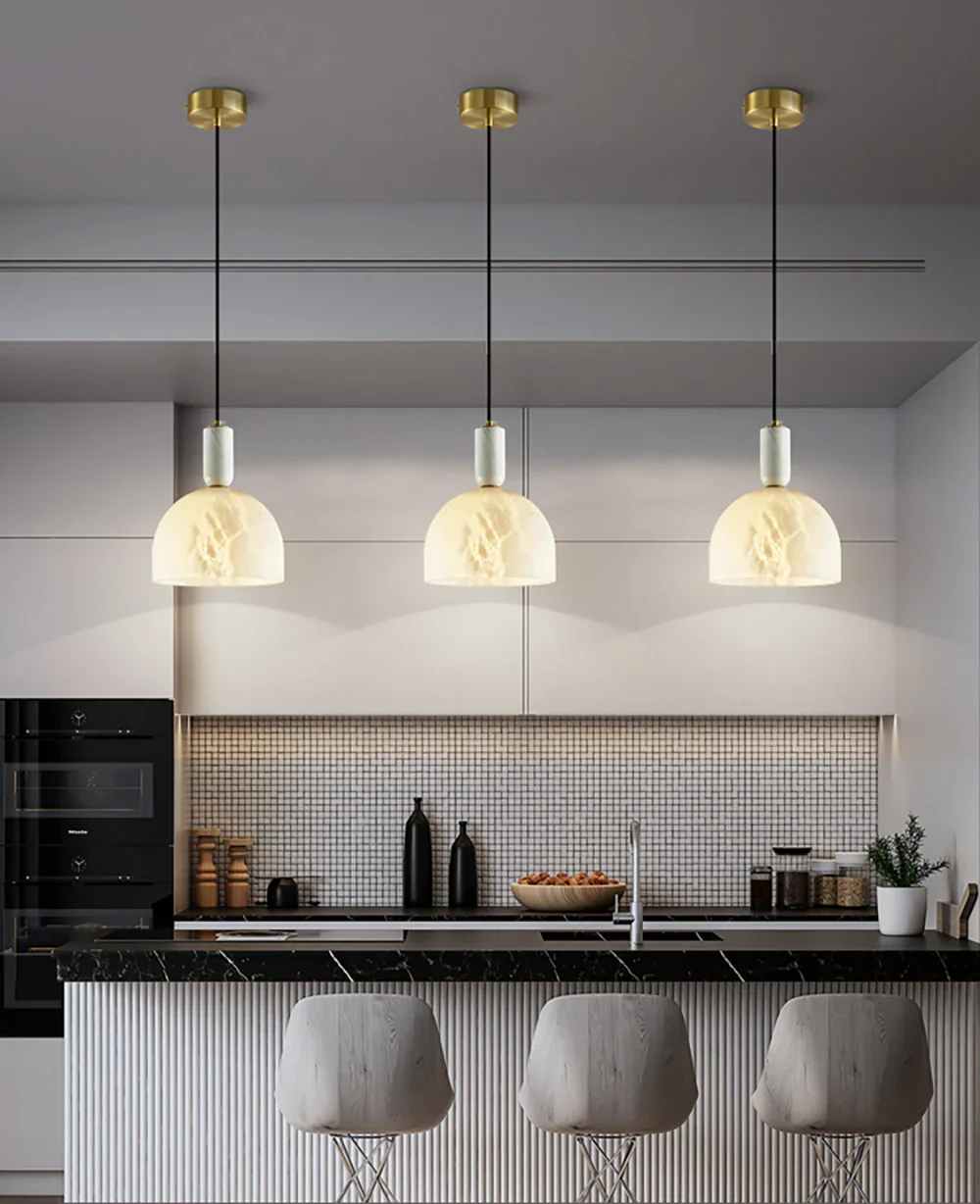 Brass Blair Alabaster Pendant Light - Image 13