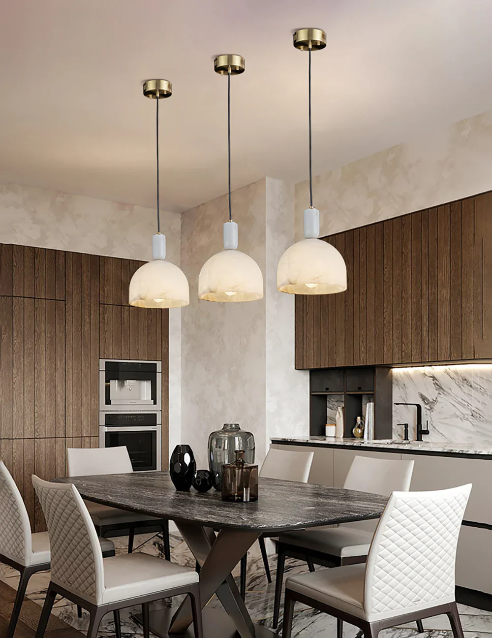 Brass Blair Alabaster Pendant Light - Image 14
