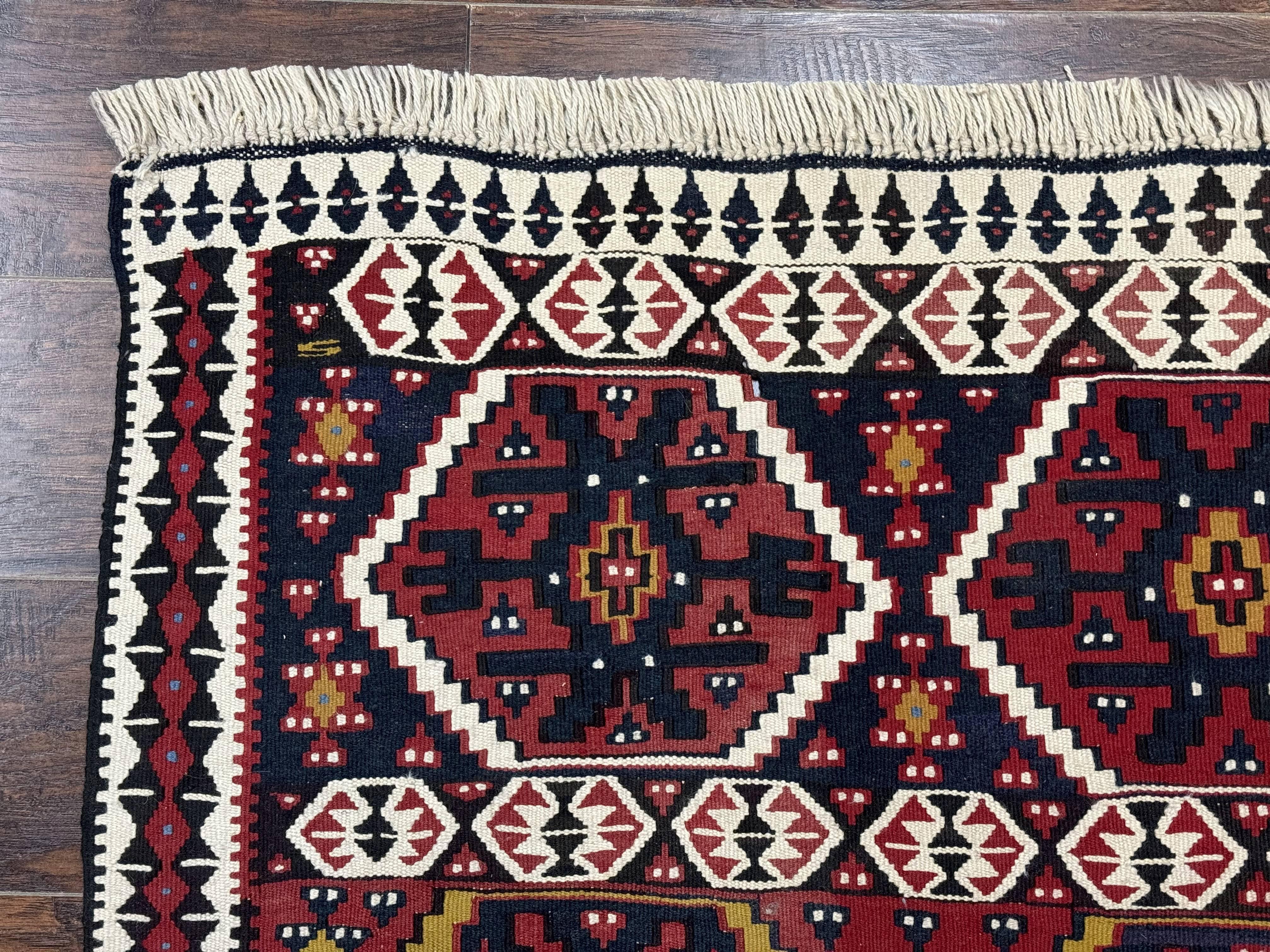 Caucasian Kilim Rug 5x7, Vintage Russian Flatweave Kilim Carpet, Tribal Bohemian Kilim Rug - Image 6