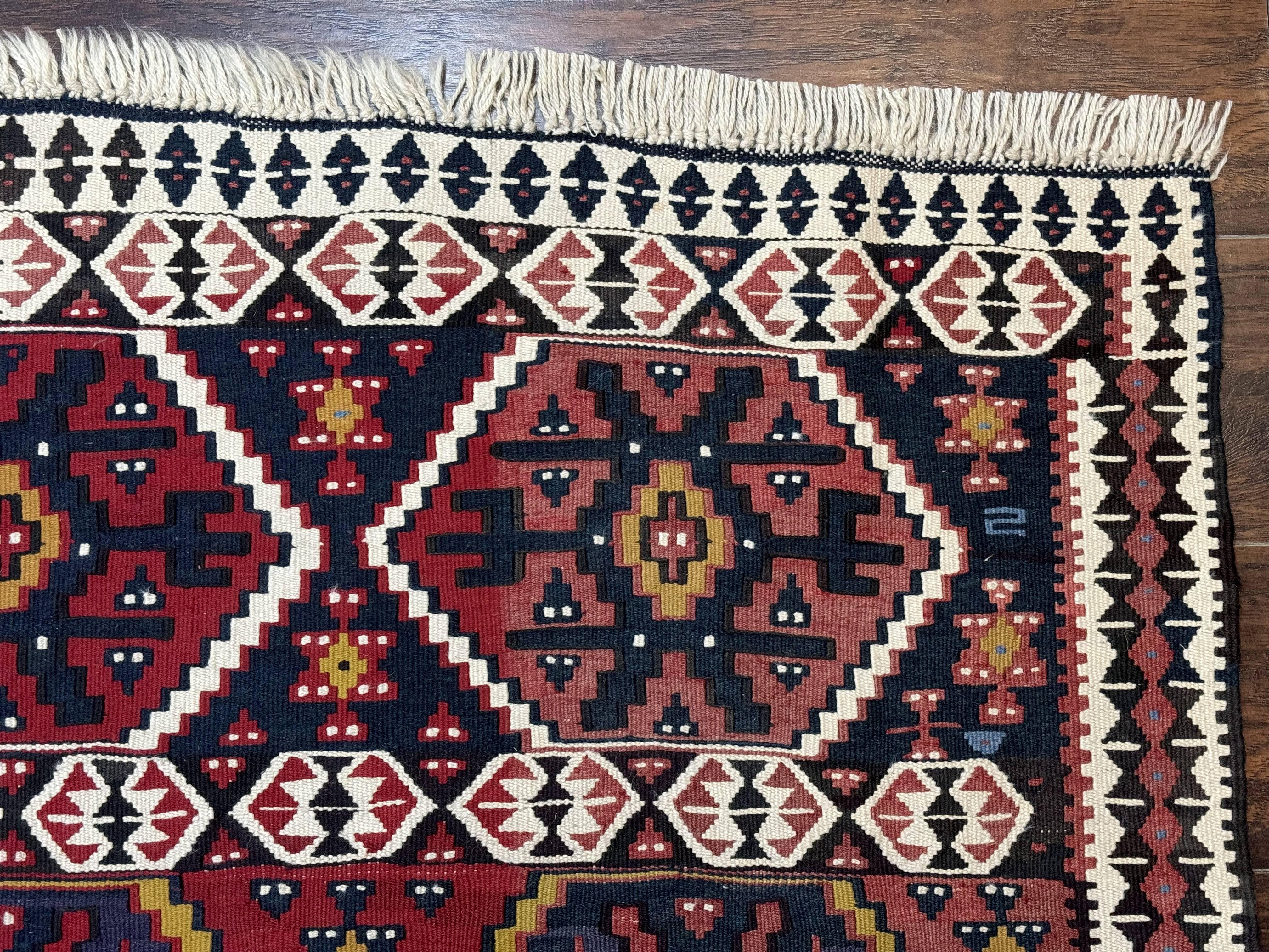 Caucasian Kilim Rug 5x7, Vintage Russian Flatweave Kilim Carpet, Tribal Bohemian Kilim Rug - Image 7