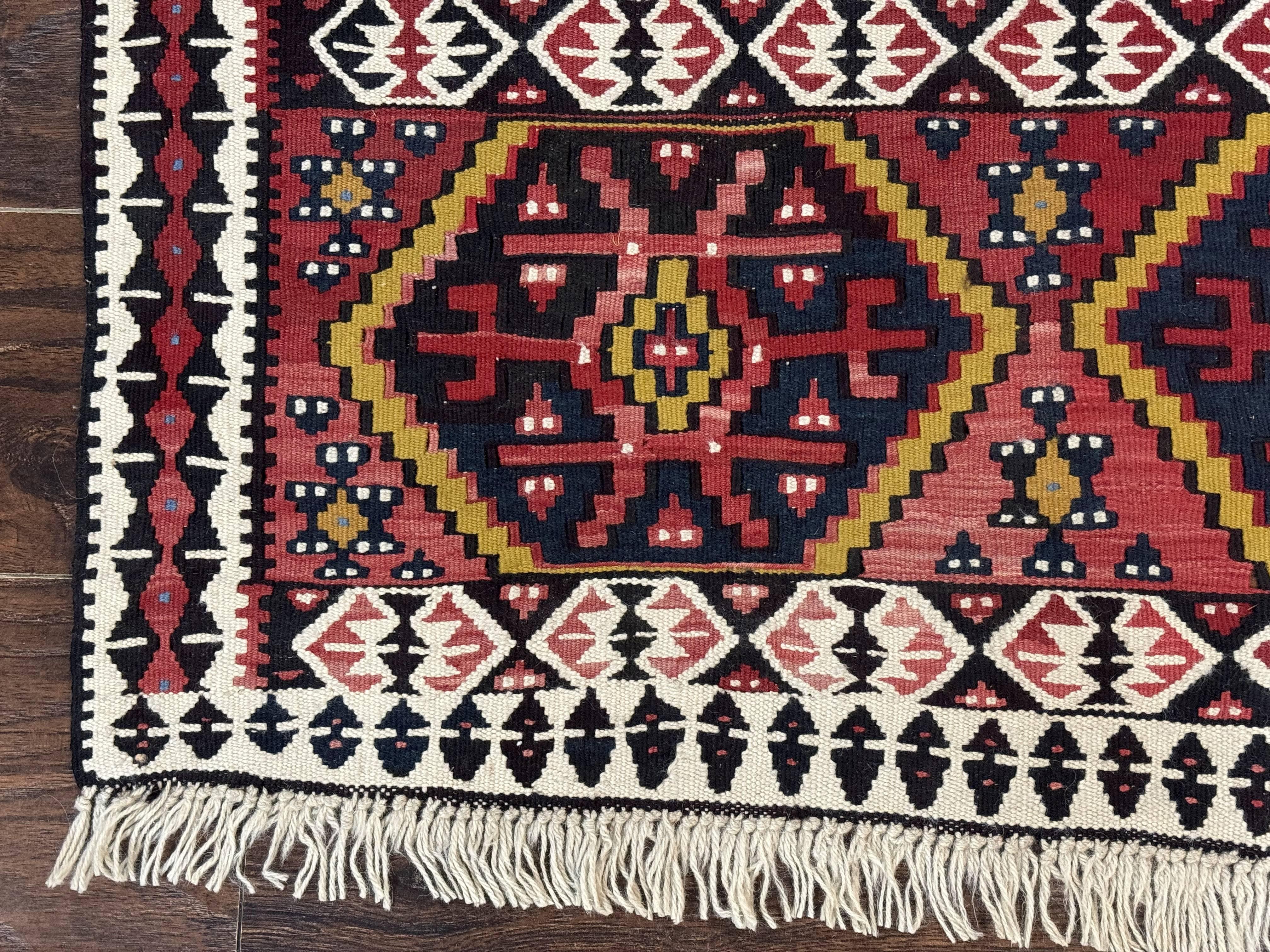 Caucasian Kilim Rug 5x7, Vintage Russian Flatweave Kilim Carpet, Tribal Bohemian Kilim Rug - Image 8