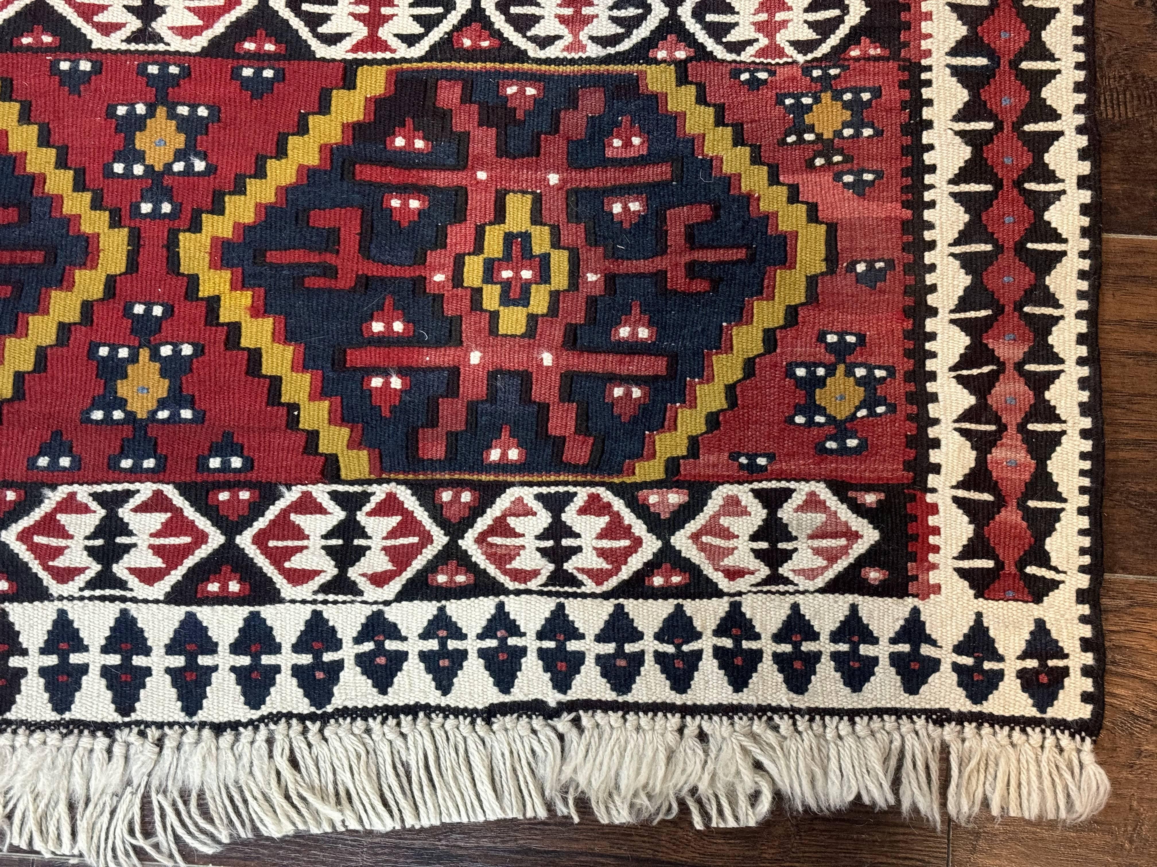 Caucasian Kilim Rug 5x7, Vintage Russian Flatweave Kilim Carpet, Tribal Bohemian Kilim Rug - Image 9
