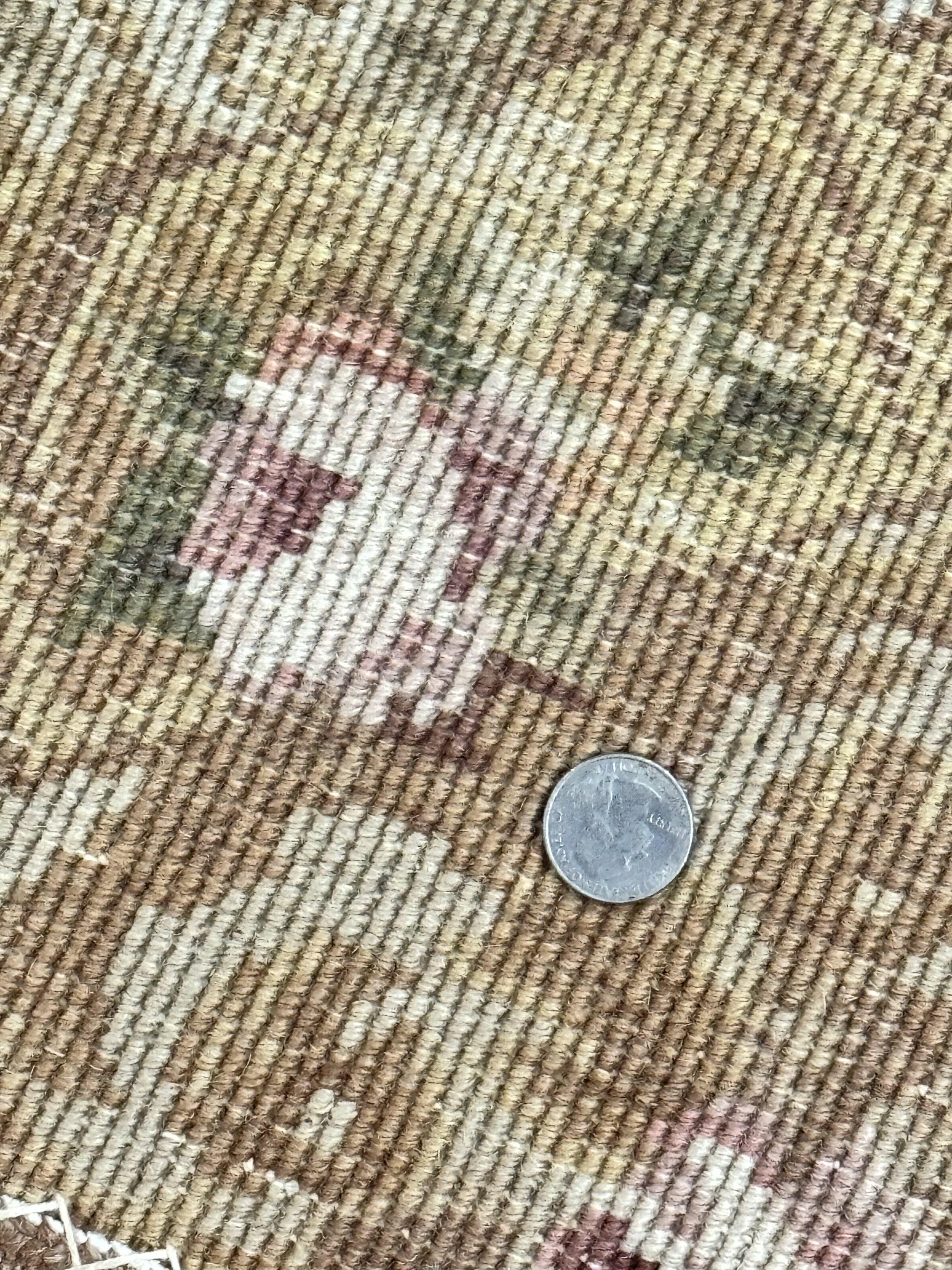 Chinese Aubusson Rug 3.6 x 5, Beige and Gold, Handmade Vintage Elegant European Design Carpet, Plush Wool, Handmade - Image 10