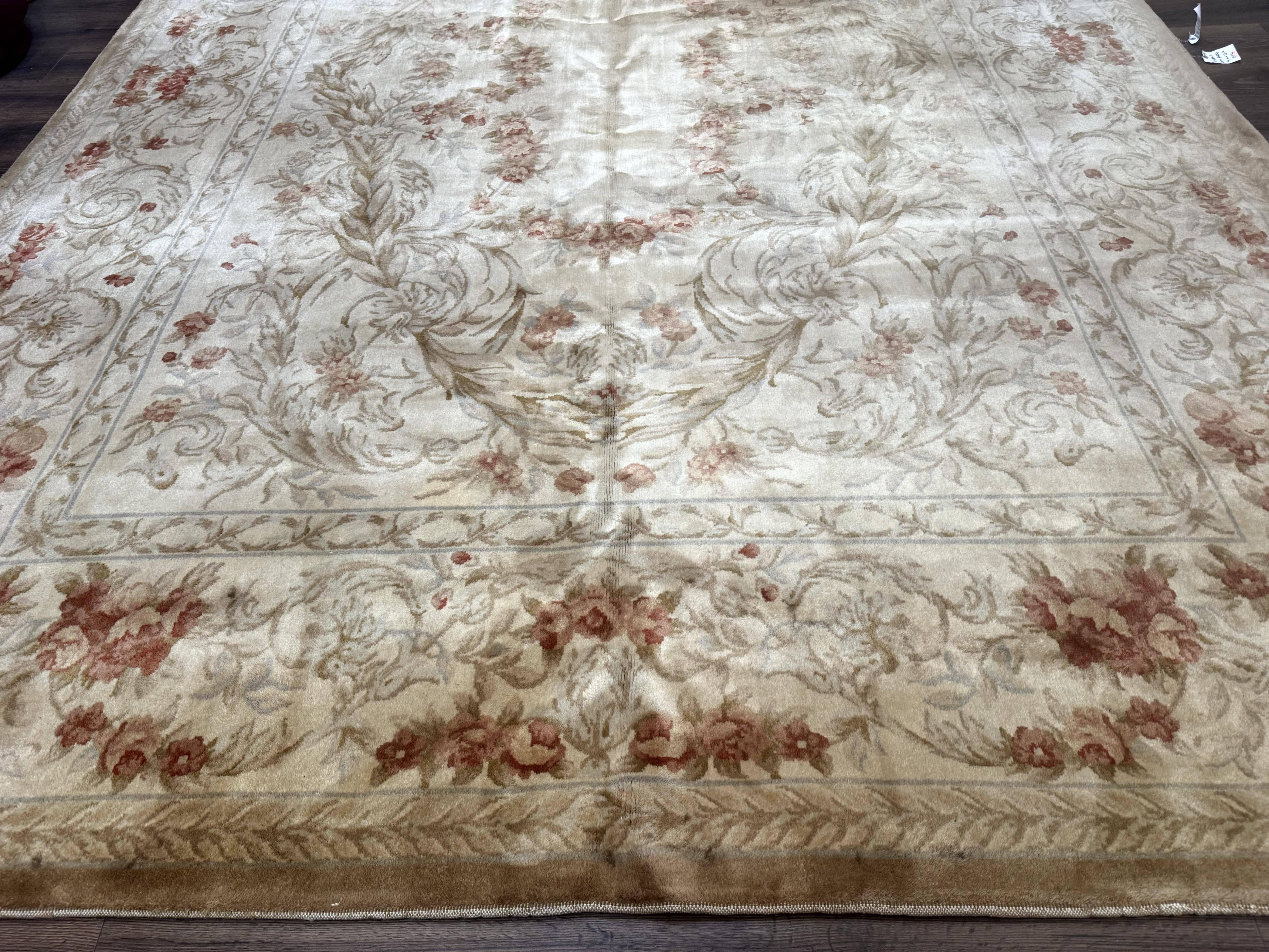 Chinese Aubusson Wool Rug 10x14, European Design, Thick Wool Pile - Image 5
