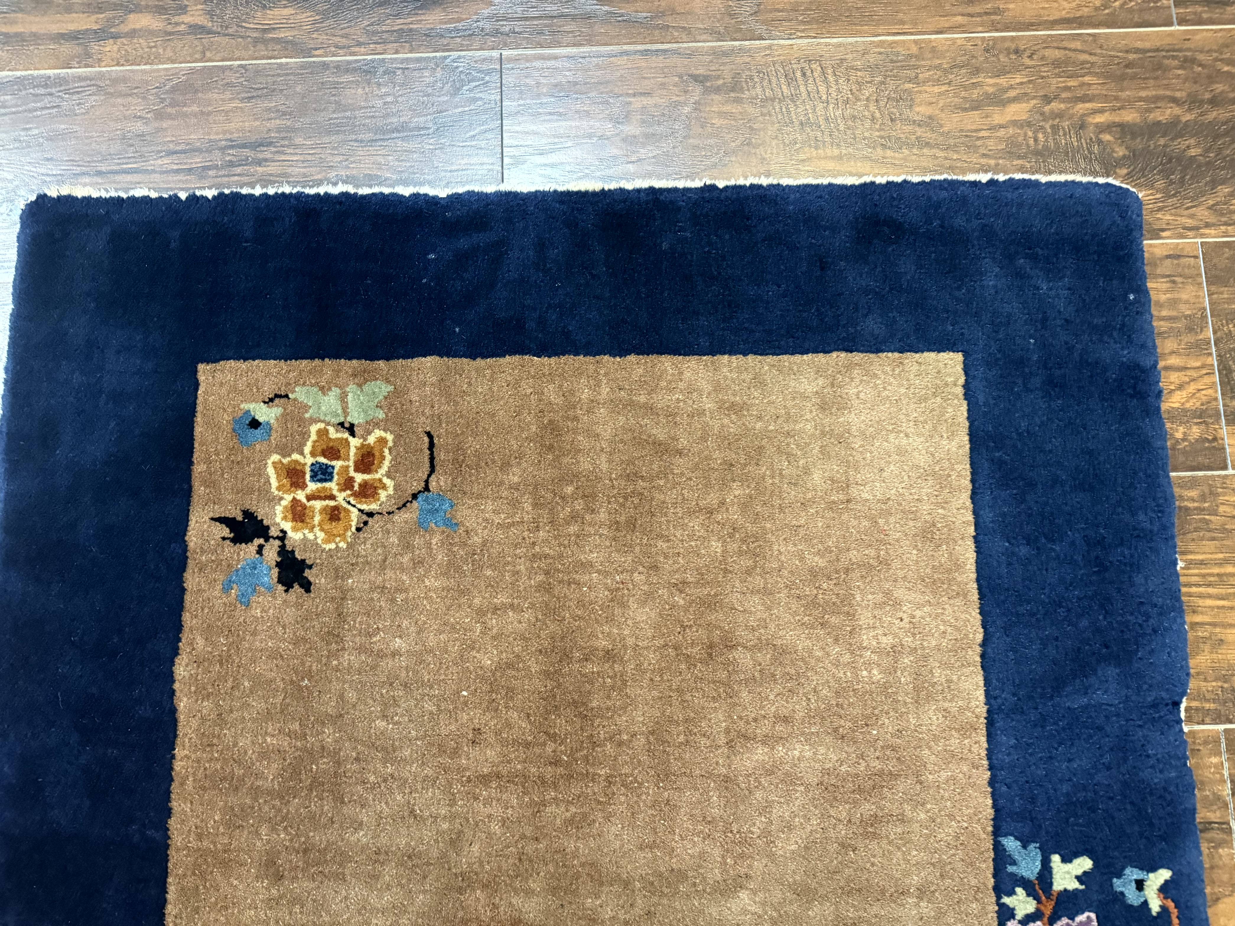 Chinese Rug 3x5, Antique Peking Art Deco Carpet, Simple Design - Image 7