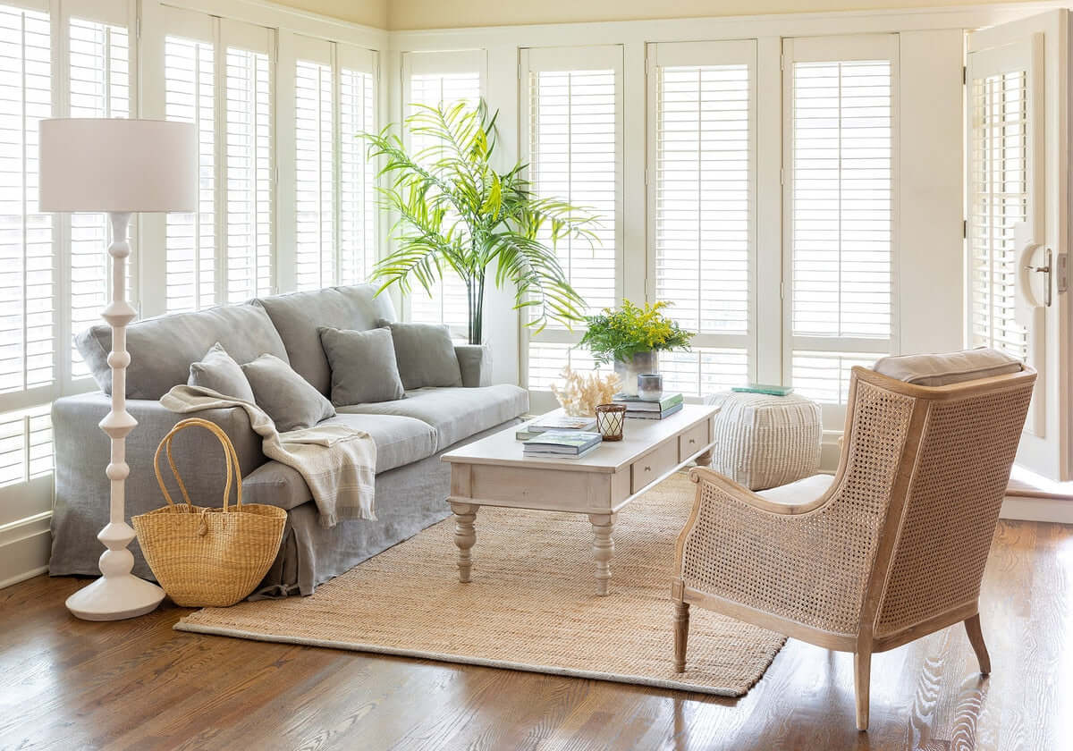 Coastal White Floor Lamp with Linen Shade - Image 3