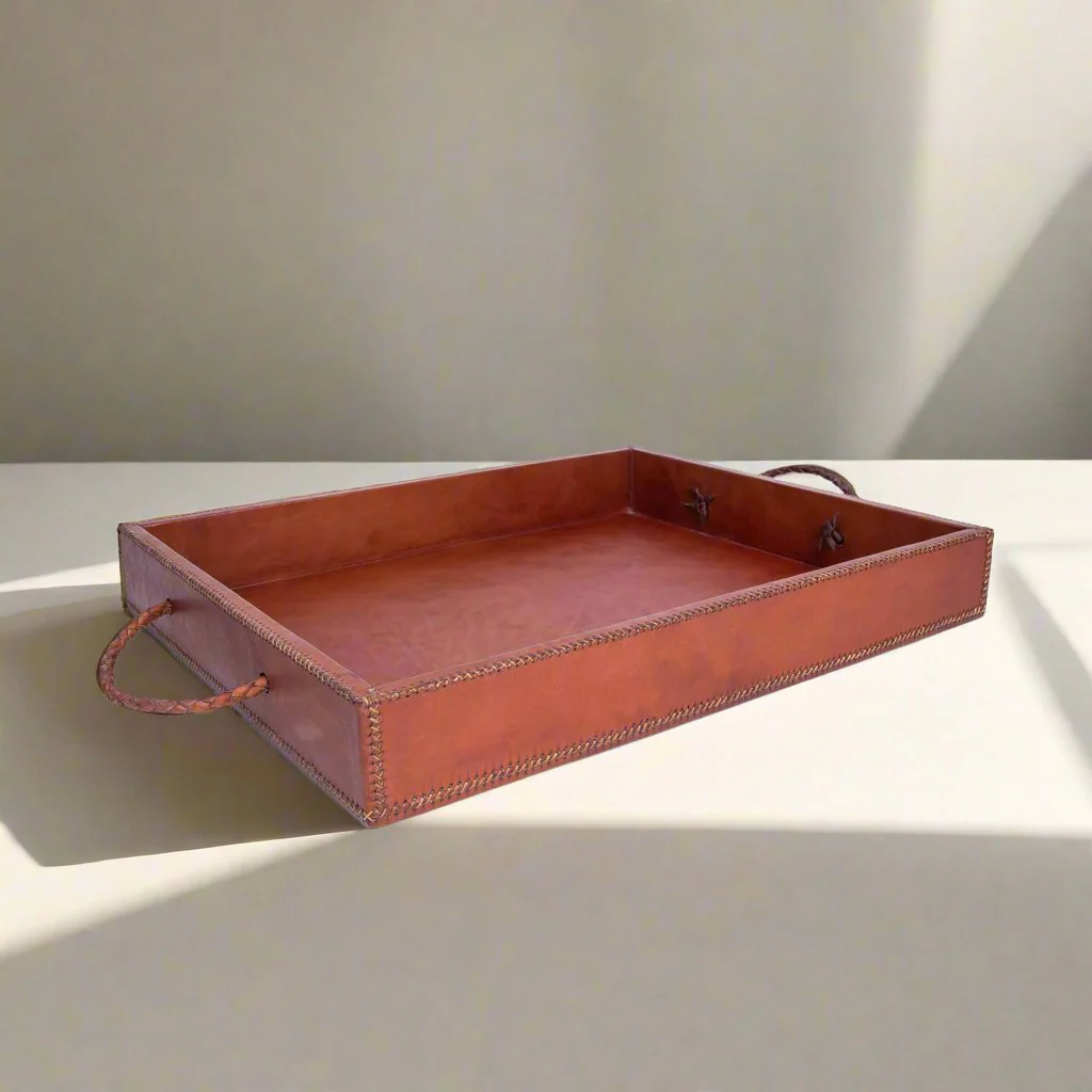 Comer | Large Rectangle Ottoman Tray with Embroidered Handles - Image 4