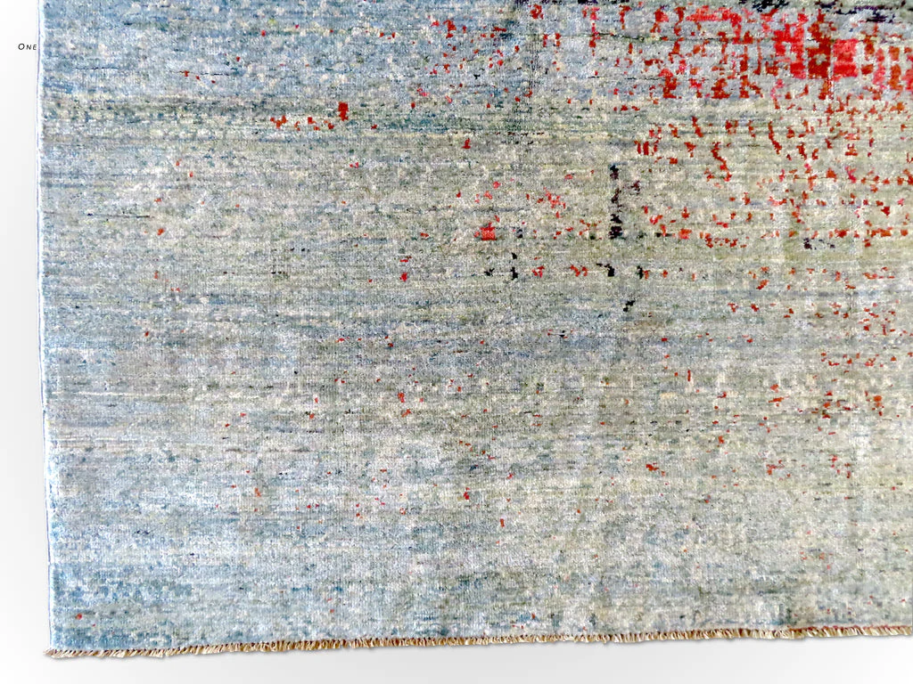 Contemporary Gabbeh (8'09"x11'02") aqua/coral - Image 3