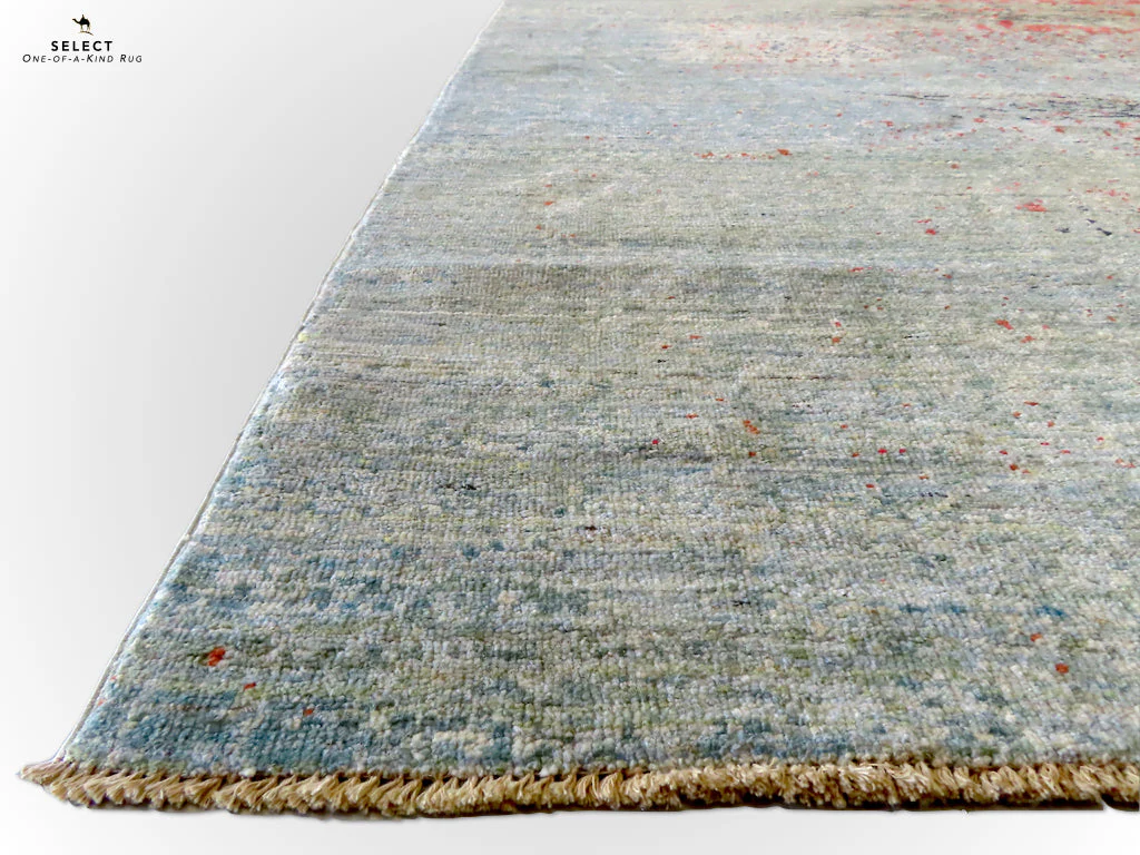 Contemporary Gabbeh (8'09"x11'02") aqua/coral - Image 4