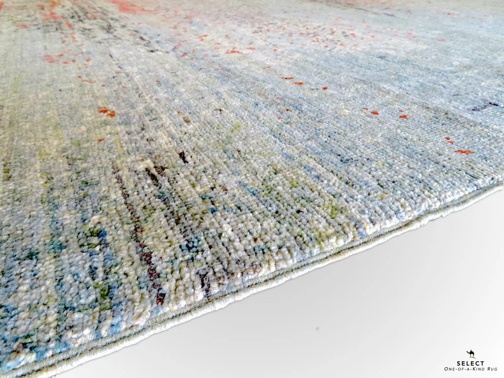 Contemporary Gabbeh (8'09"x11'02") aqua/coral - Image 5