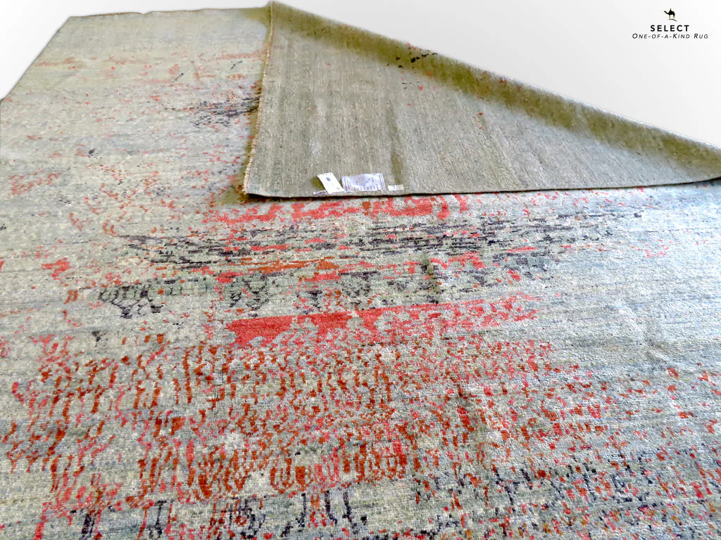 Contemporary Gabbeh (8'09"x11'02") aqua/coral - Image 7