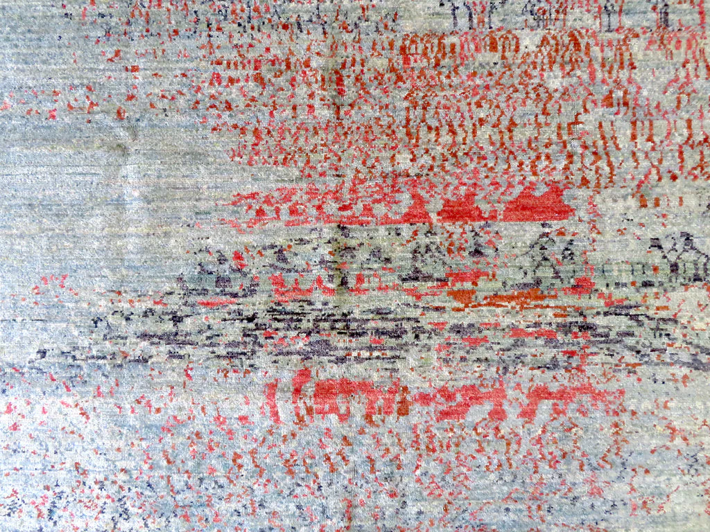 Contemporary Gabbeh (8'09"x11'02") aqua/coral - Image 8