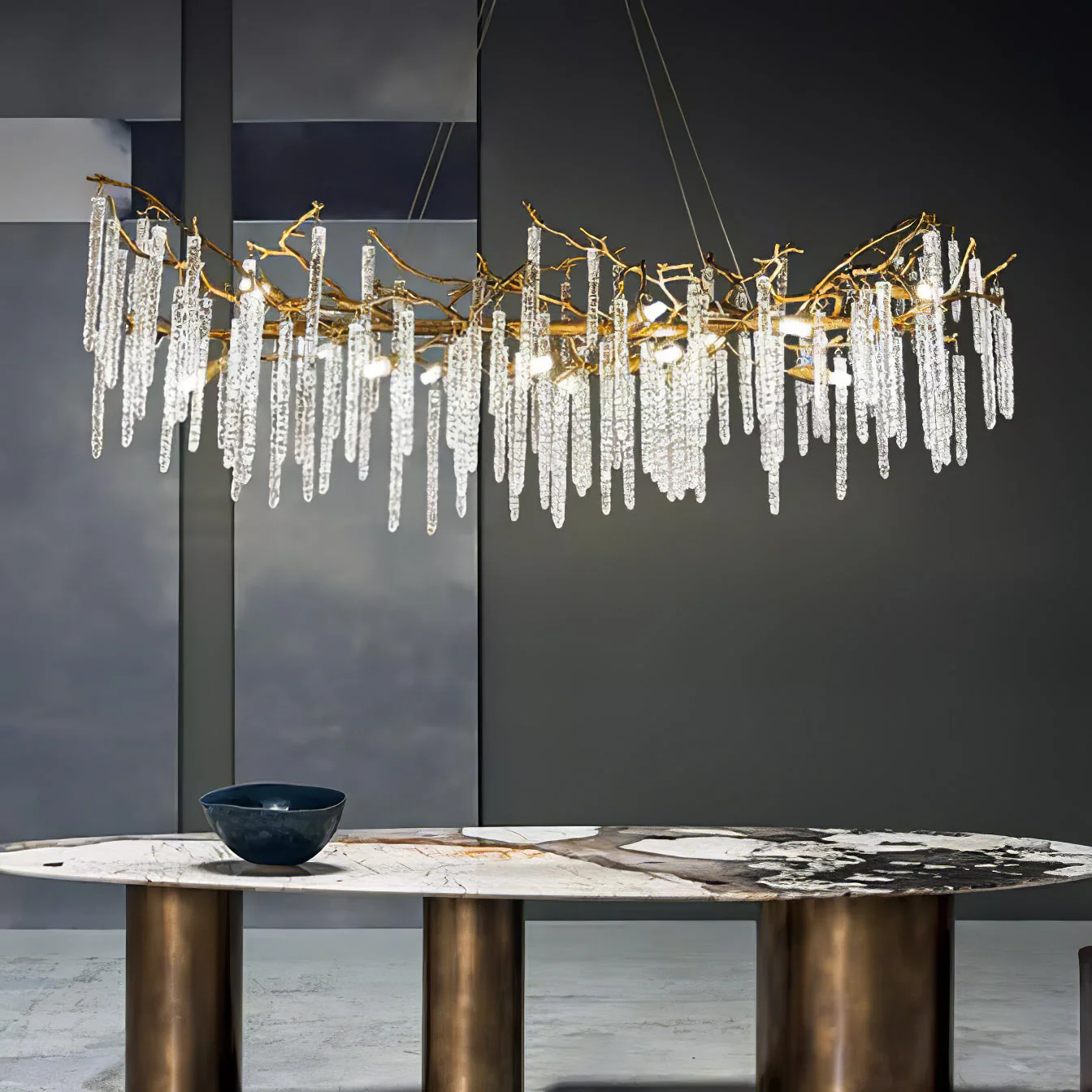 Crystal Icicles Branch Brass Chandelier - Image 10