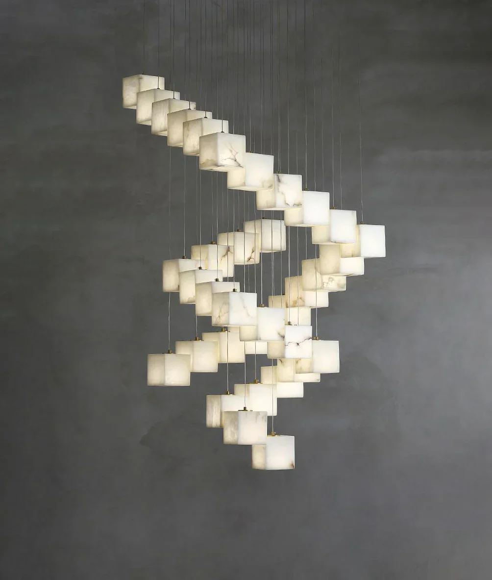 Cube Alabaster Staircase Chandelier - Image 22