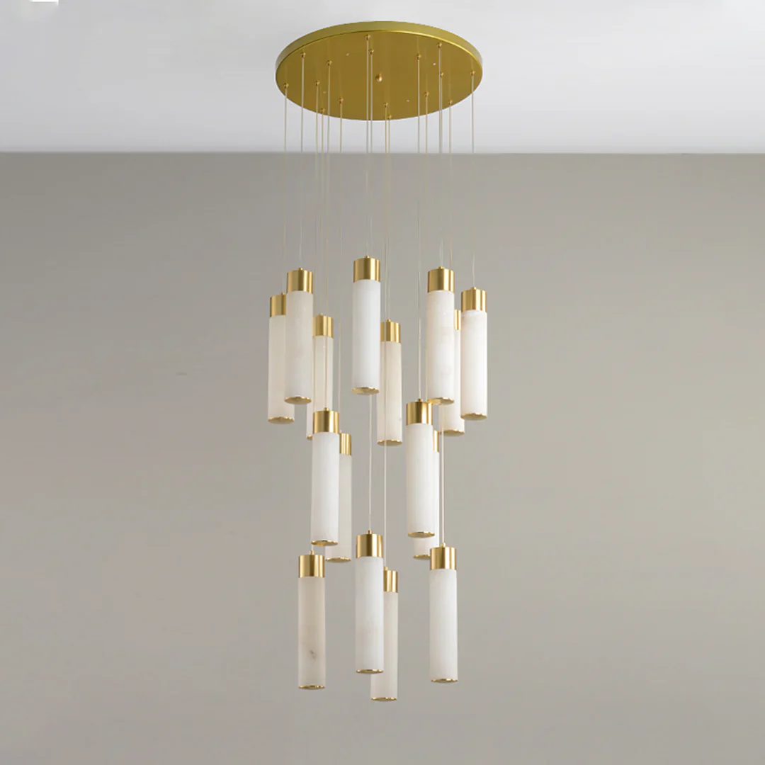 Cylindrical Celestial Alabaster Cascade Chandelier - Image 15