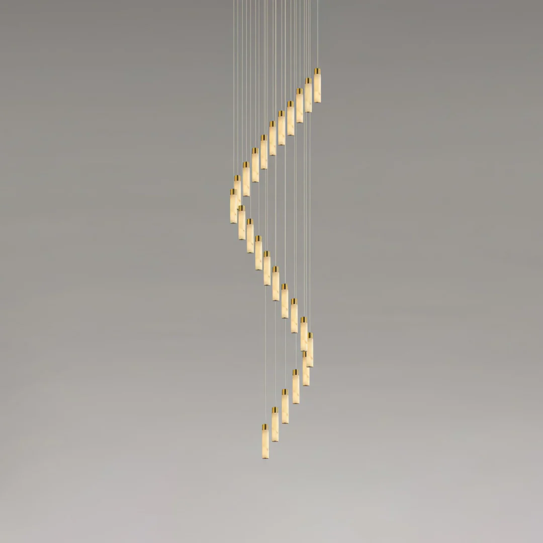 Cylindrical Celestial Alabaster Cascade Chandelier - Image 18