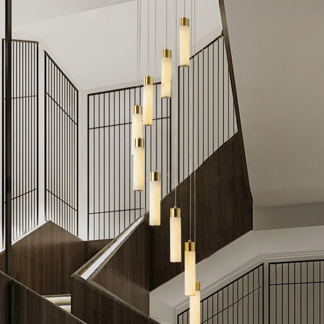 Cylindrical Celestial Alabaster Cascade Chandelier - Image 3