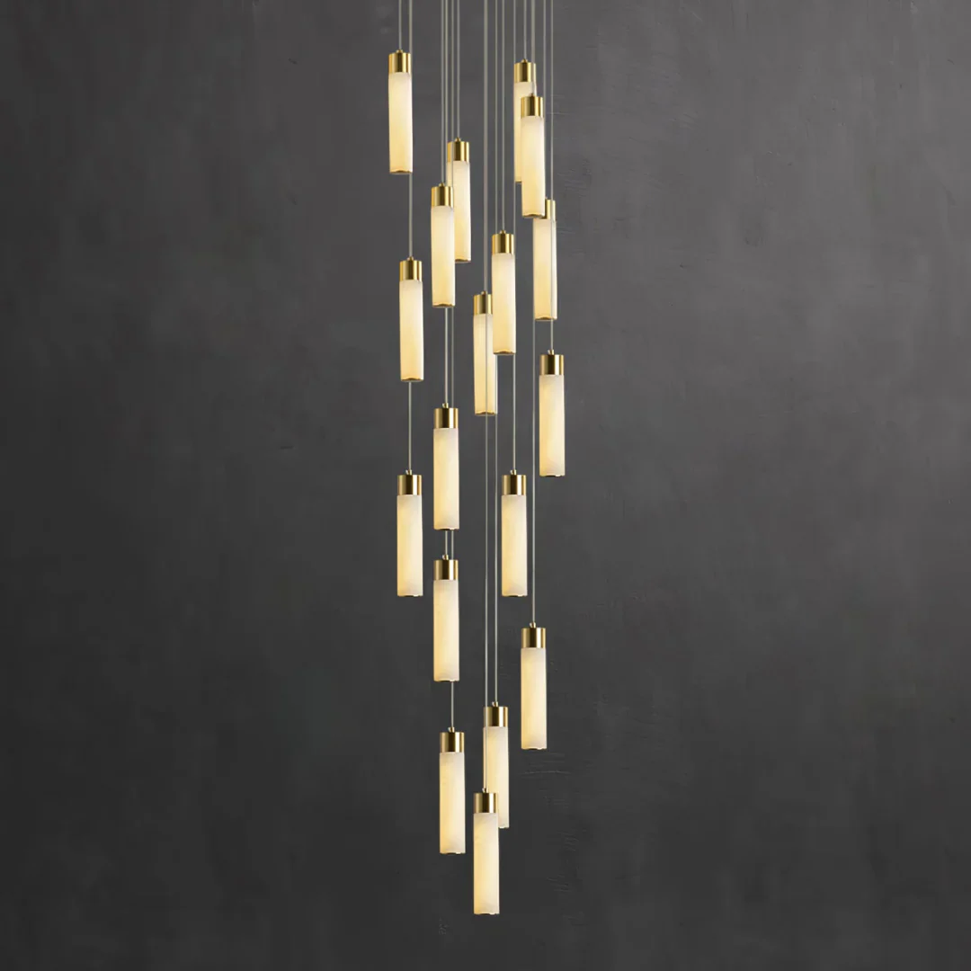 Cylindrical Celestial Alabaster Cascade Chandelier - Image 9