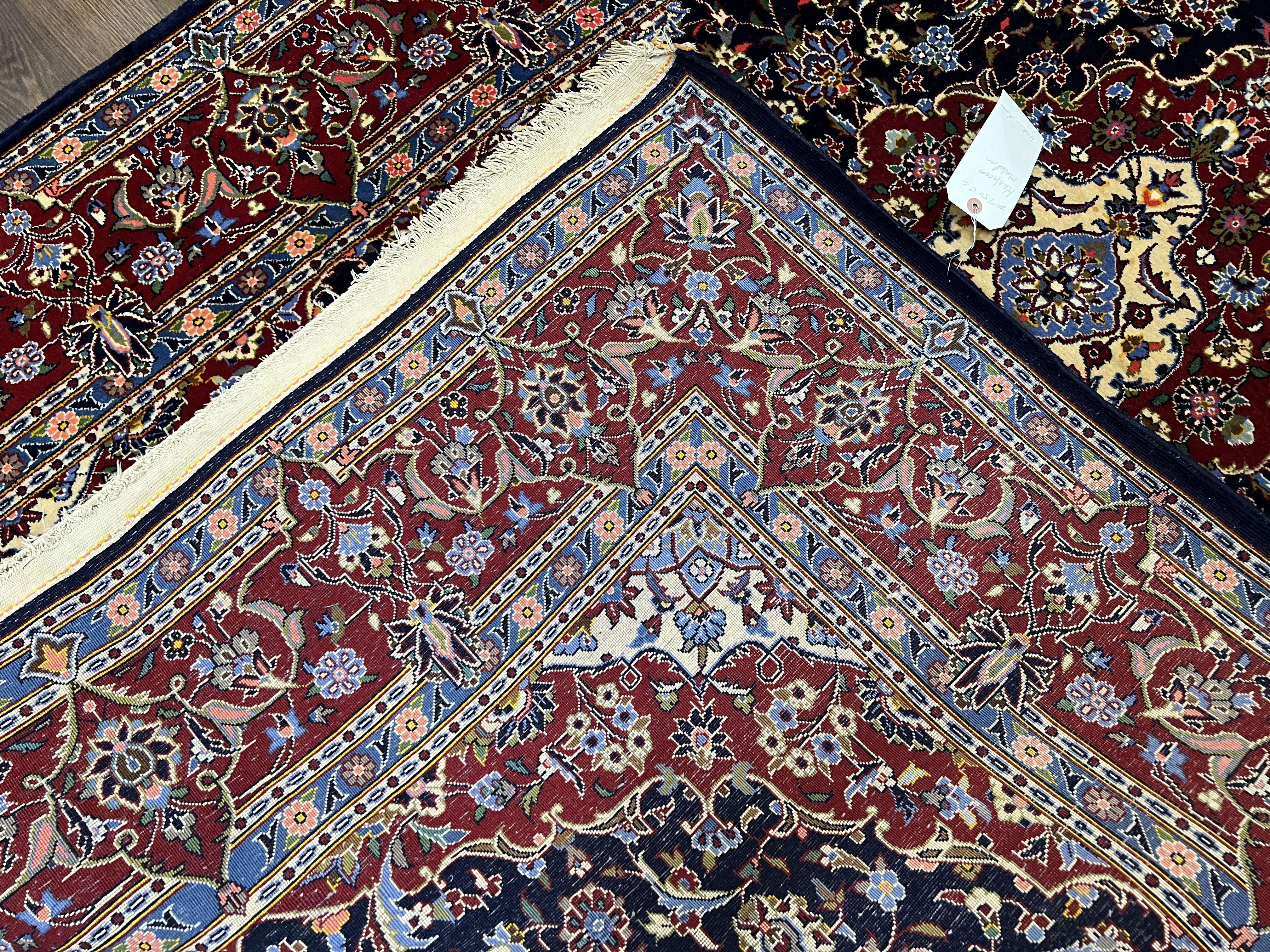 Dark Blue Persian Rug 5x8, Kork Wool Semi Antique Kashan Carpet, Very Fine Lachak Toranj Rug, Hand Knotted Floral Medallion Rug, 5 x 8 Oriental Rug - Image 10