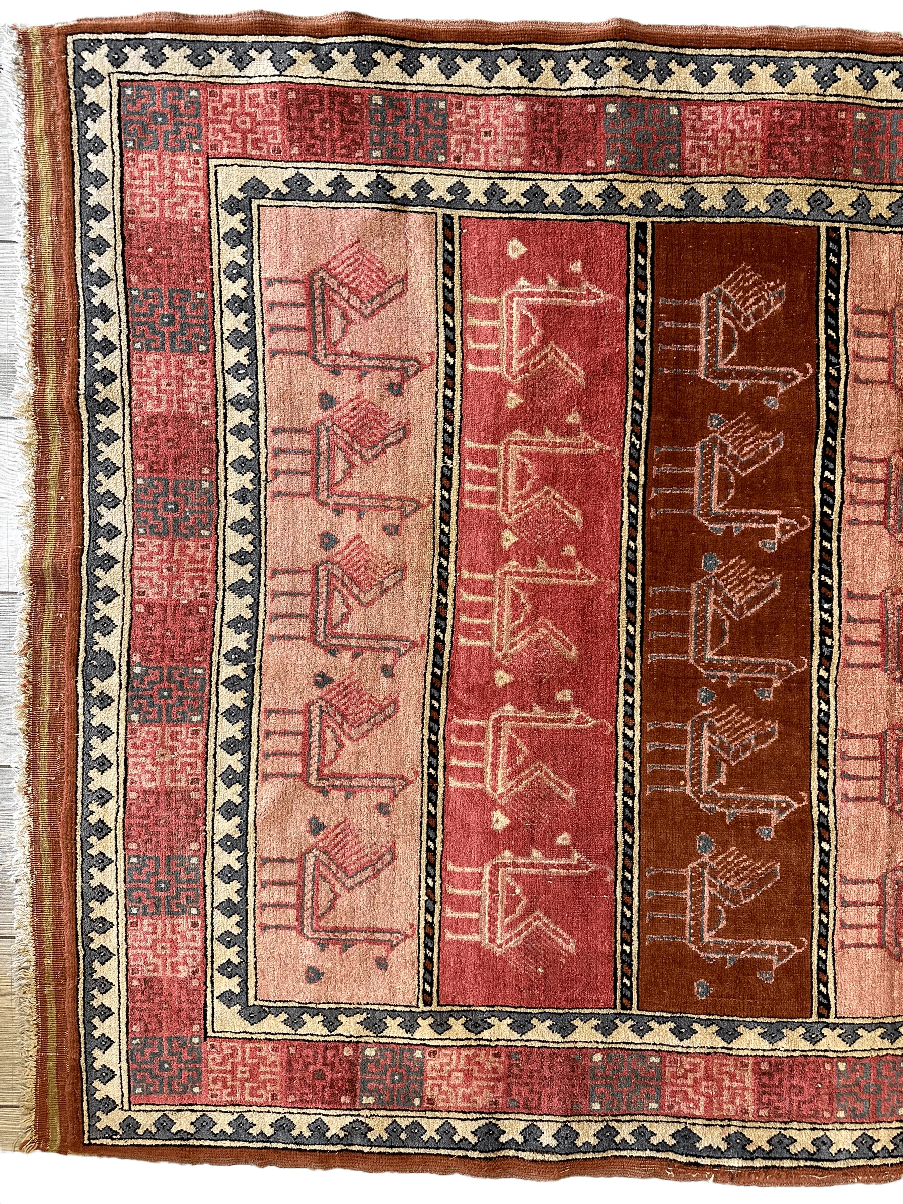 Decorative Silk Afghani Rug mid 20th Century 3’10”X5’10” - Image 4