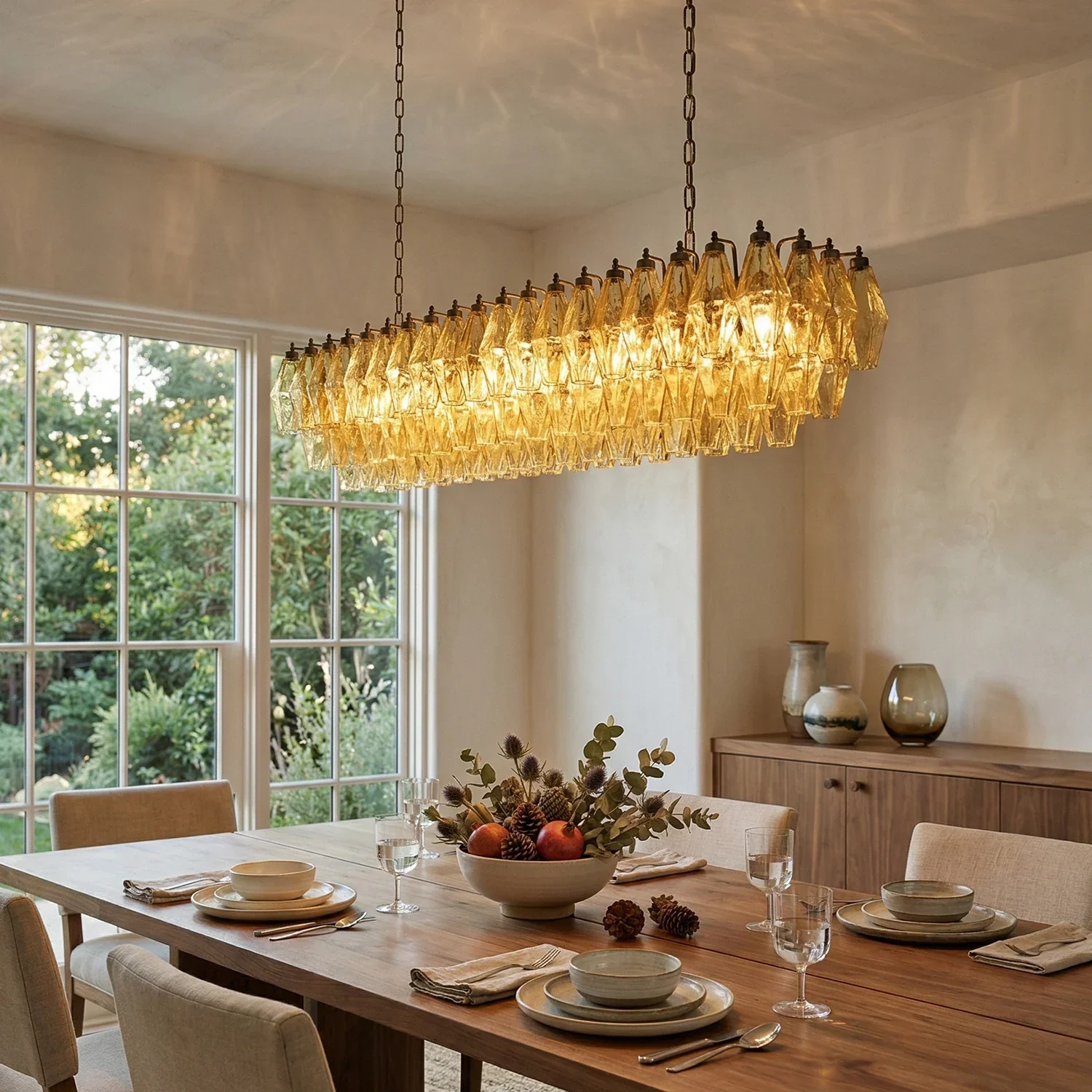 Elegant Amber Murano Poliedri Chandelier - Image 2