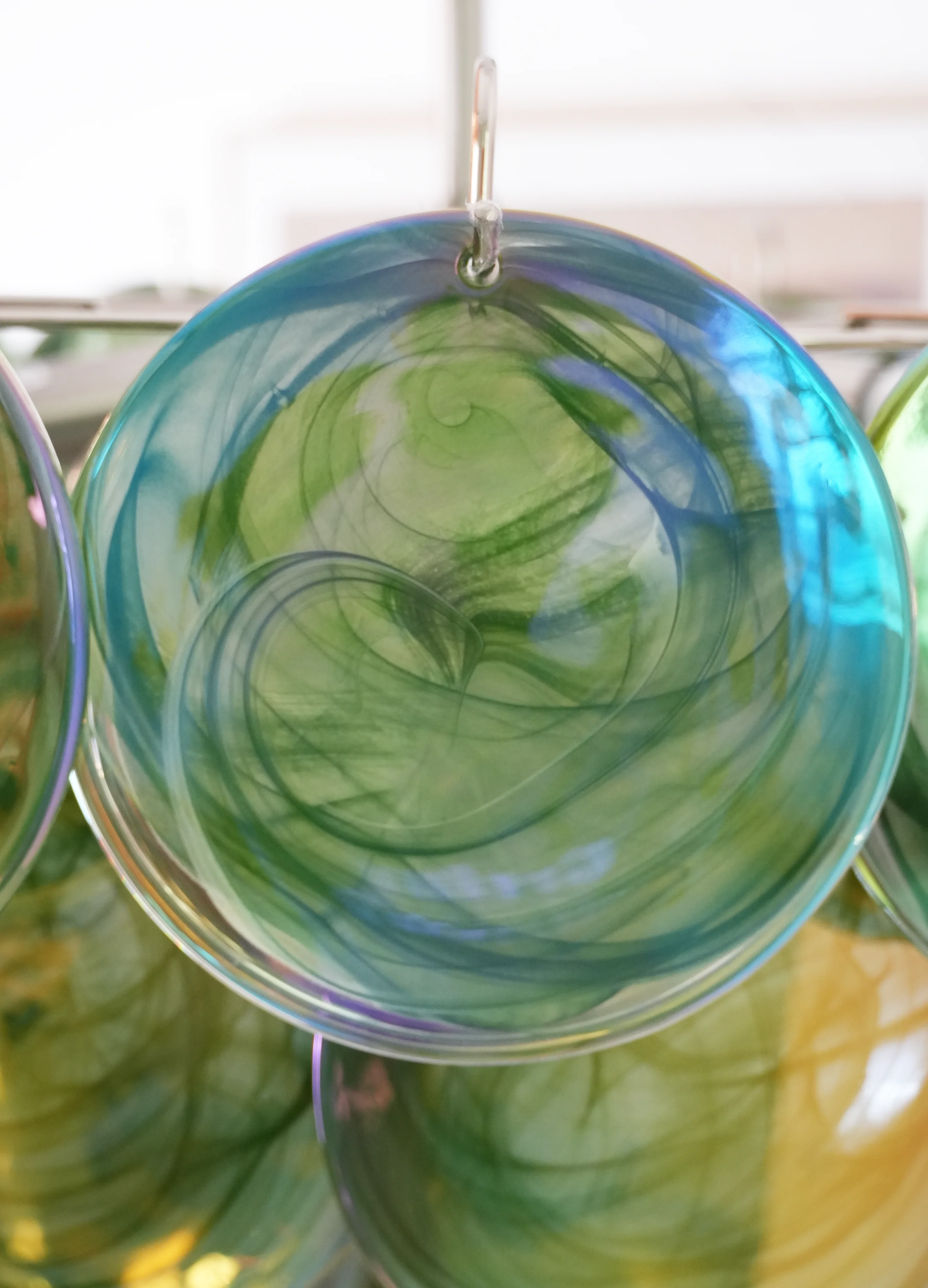 Elegant Green Murano Disc Chandelier - Image 22