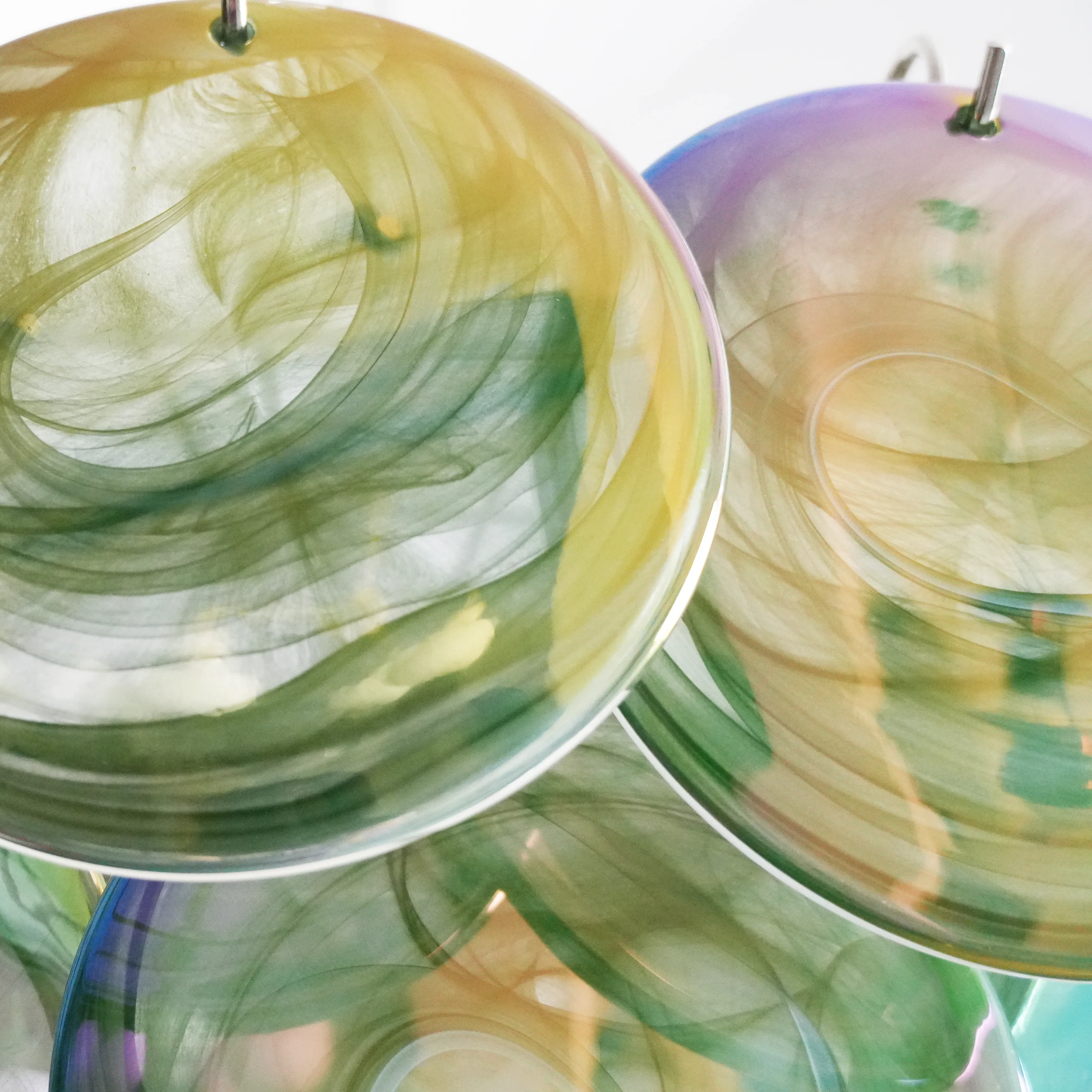 Elegant Green Murano Disc Chandelier - Image 23