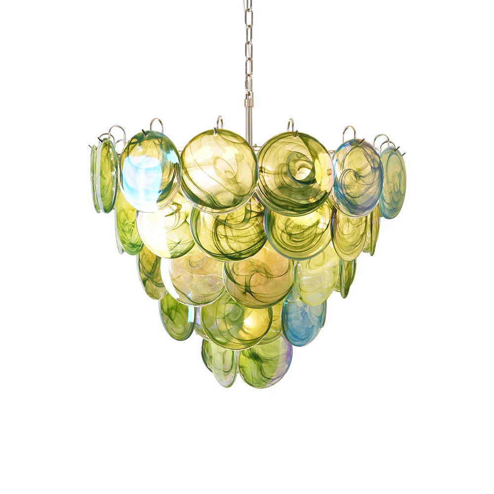 Elegant Green Murano Disc Chandelier - Image 27
