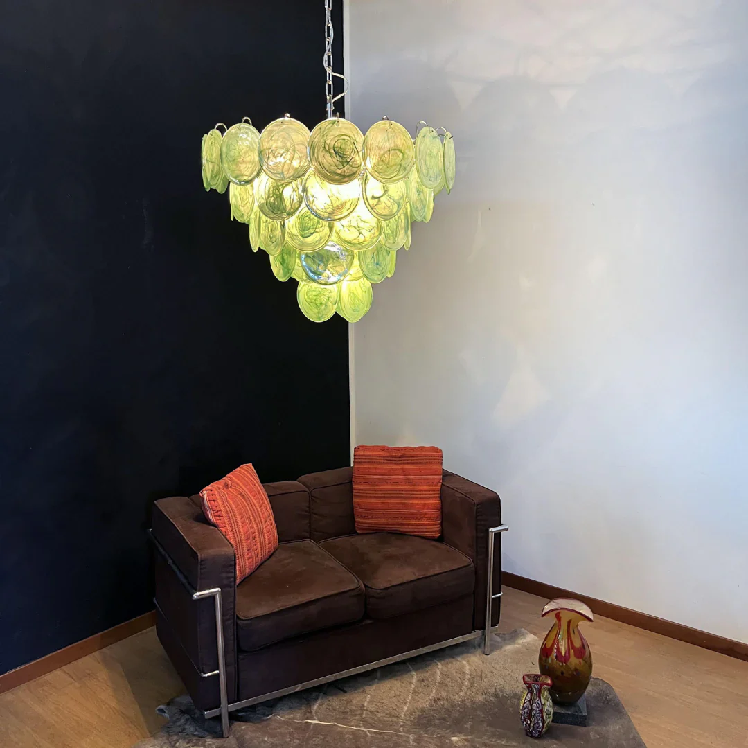 Elegant Green Murano Disc Chandelier - Image 3
