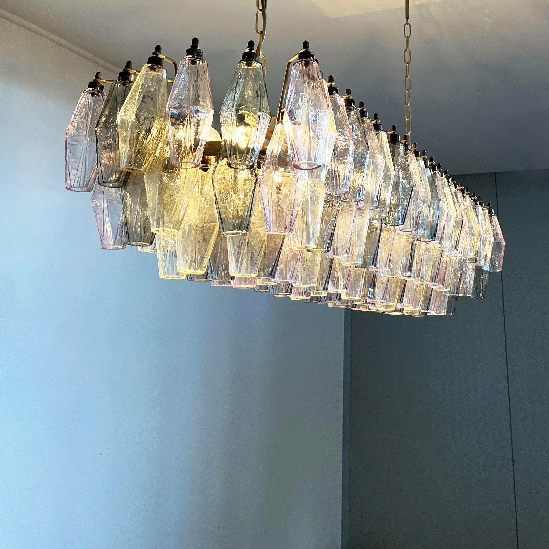 Elegant Multicolored Murano Poliedri Chandelier - Image 13