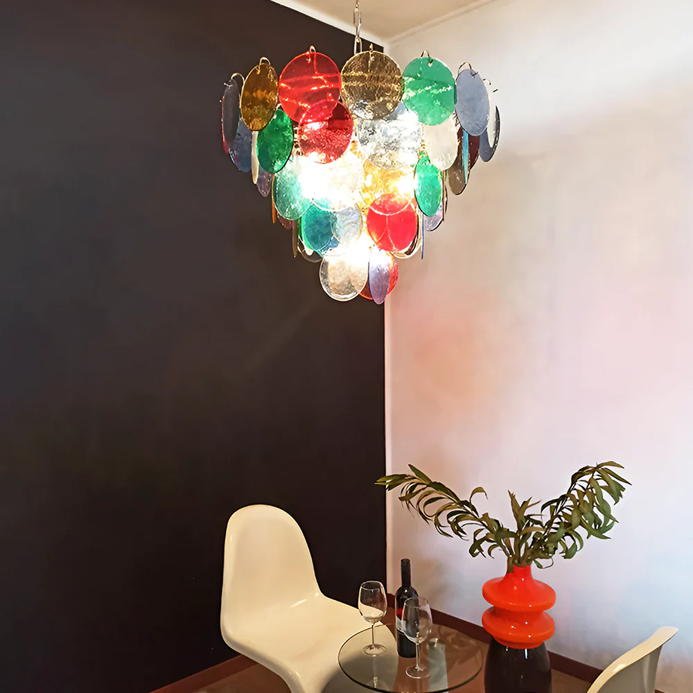 Elegant Murano Disc Multicolored Chandelier - Image 2