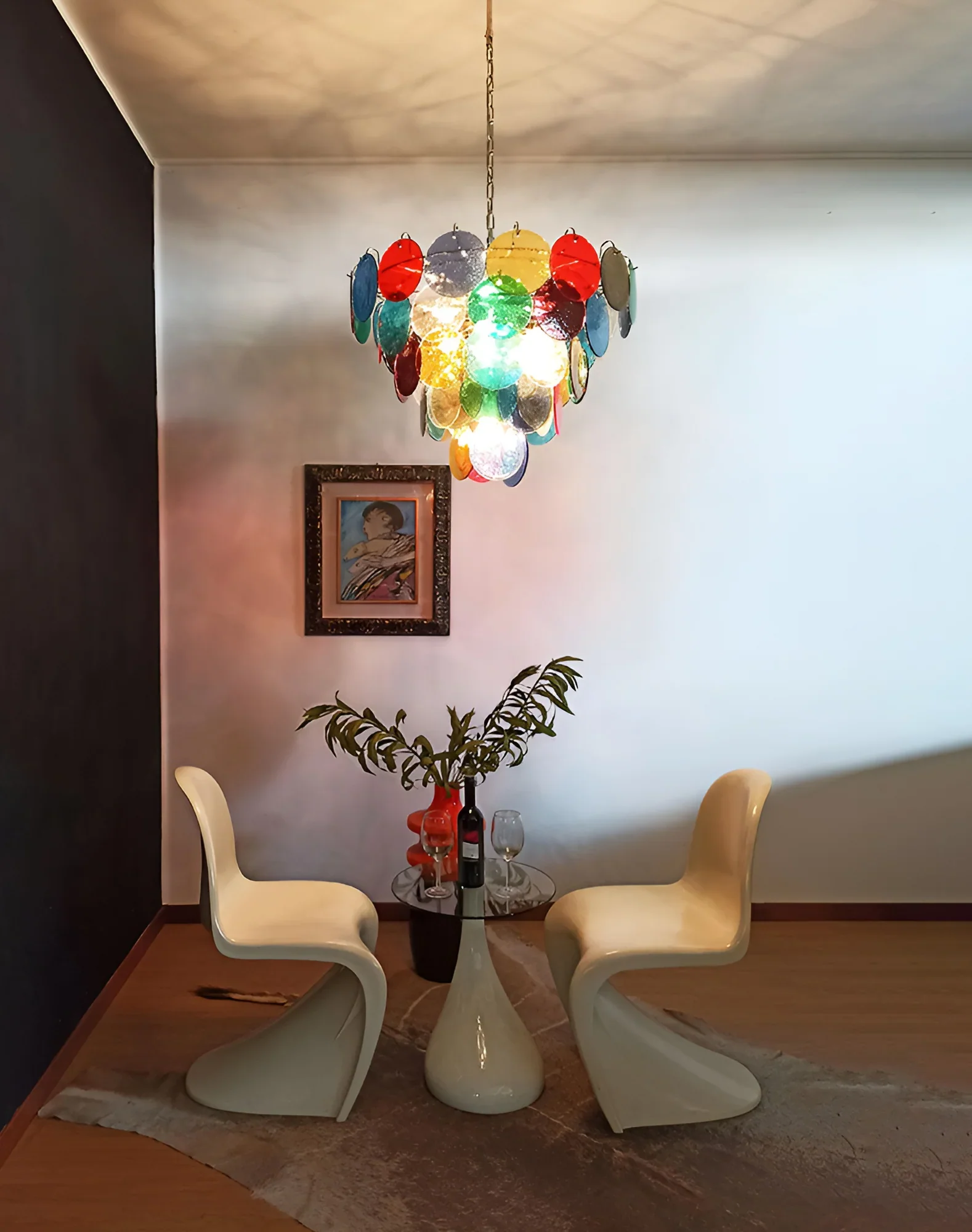 Elegant Murano Disc Multicolored Chandelier - Image 3