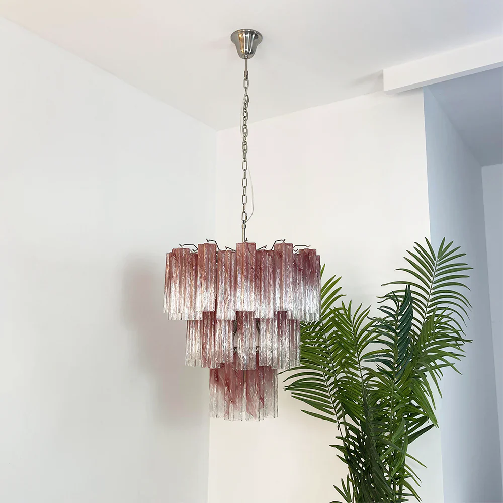 Elegant Murano Pink Rose Chandelier - Image 2