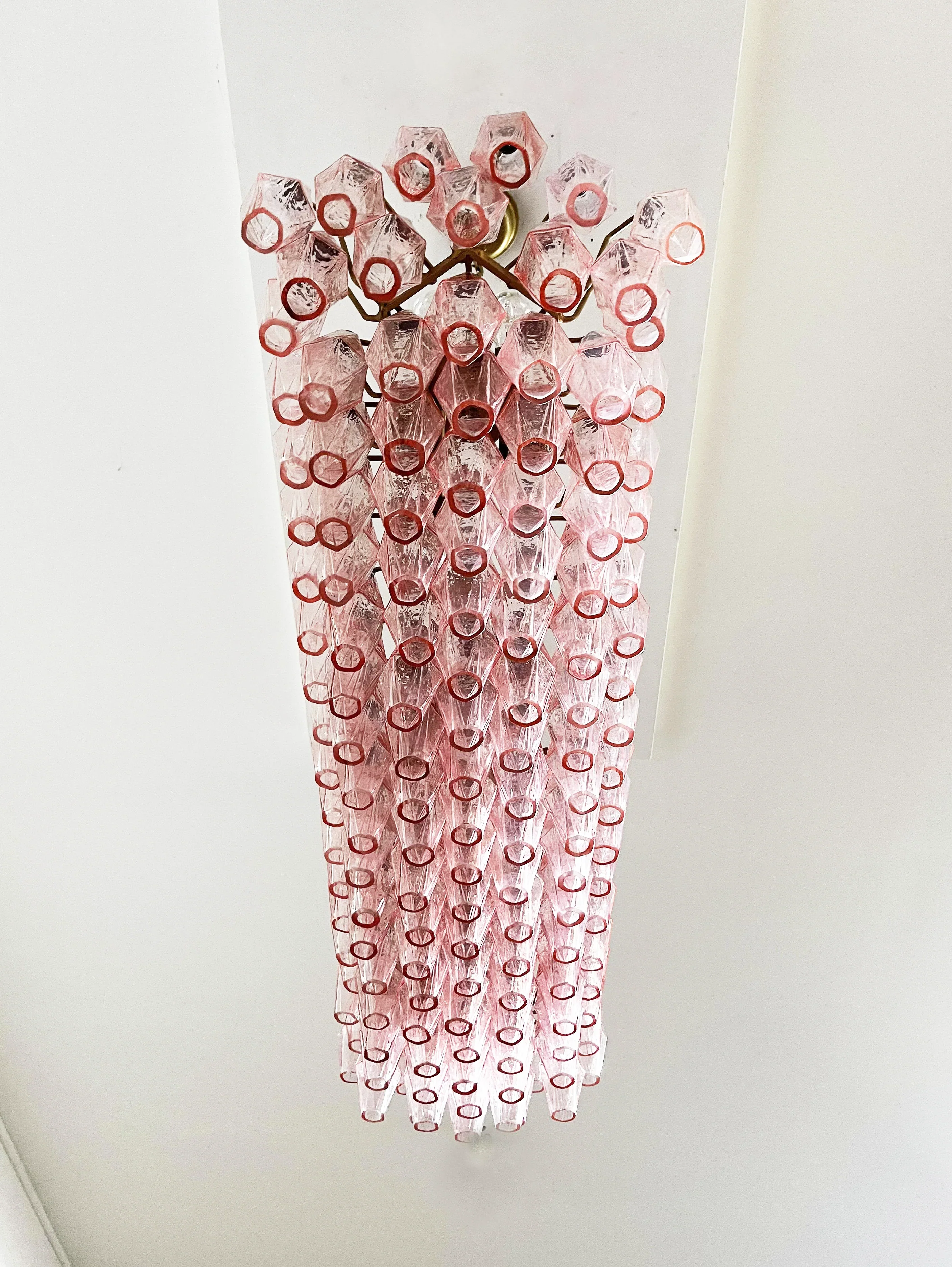 Elegant Pink Murano Poliedri Chandelier - Image 16