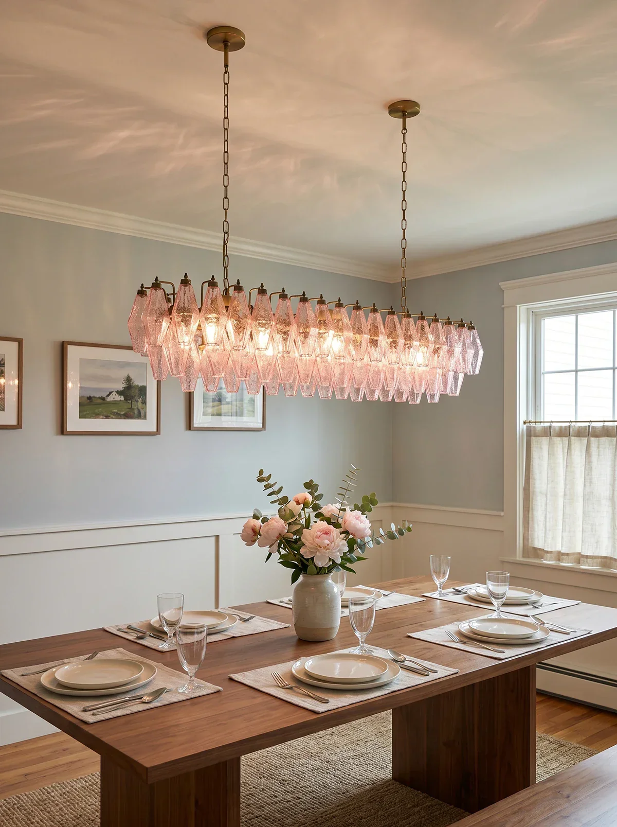 Elegant Pink Murano Poliedri Chandelier - Image 2