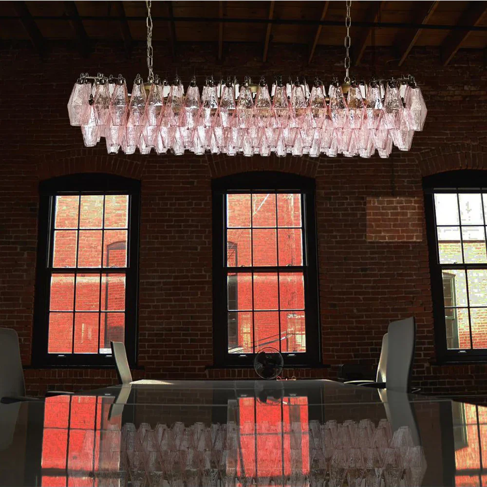 Elegant Pink Murano Poliedri Chandelier - Image 9