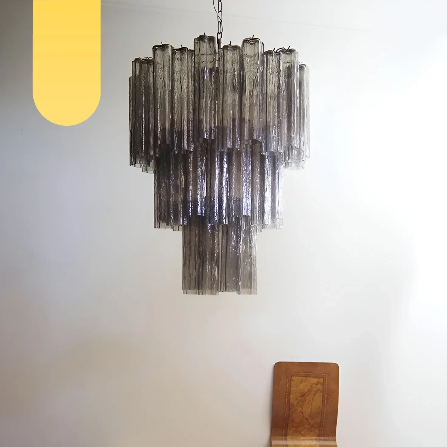 Elegant Smoke Murano Glass Tube Chandelier - Image 18