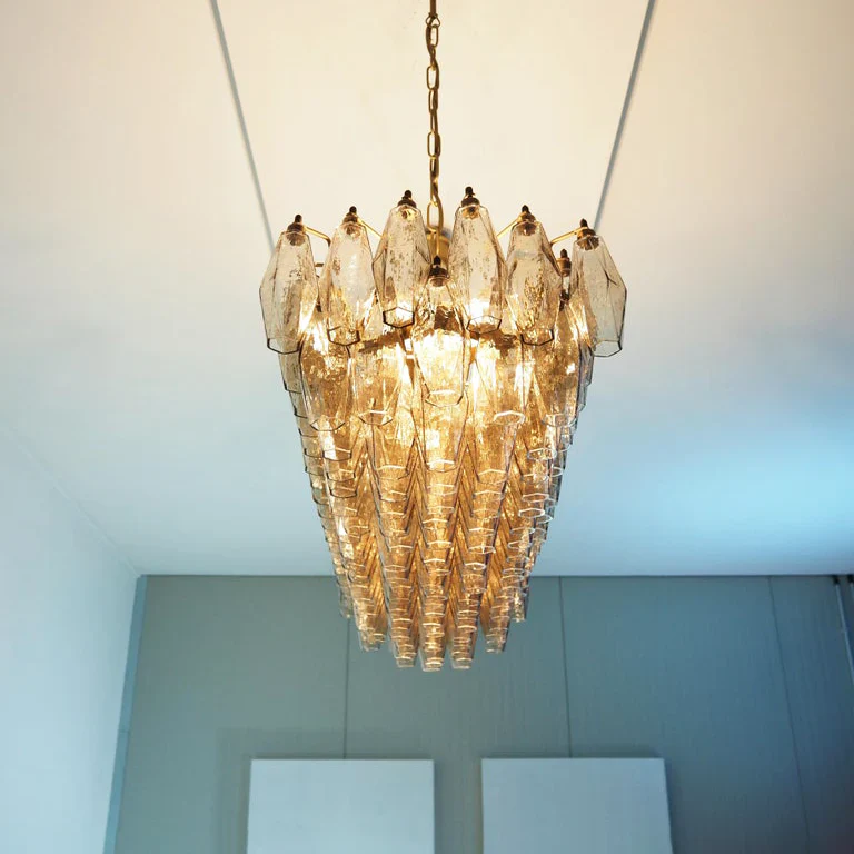 Elegant Smoked Murano Poliedri Chandelier - Image 13