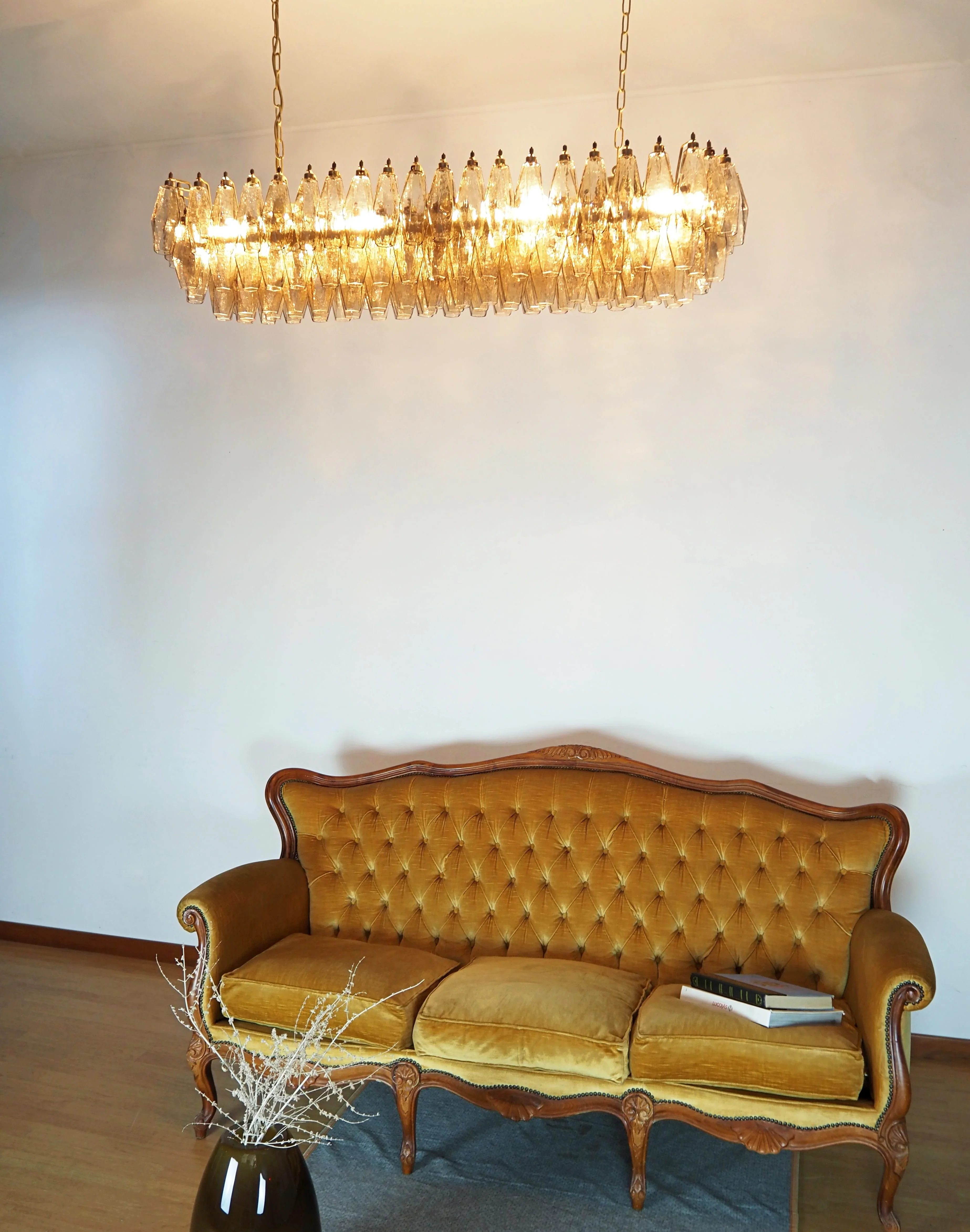 Elegant Smoked Murano Poliedri Chandelier - Image 3