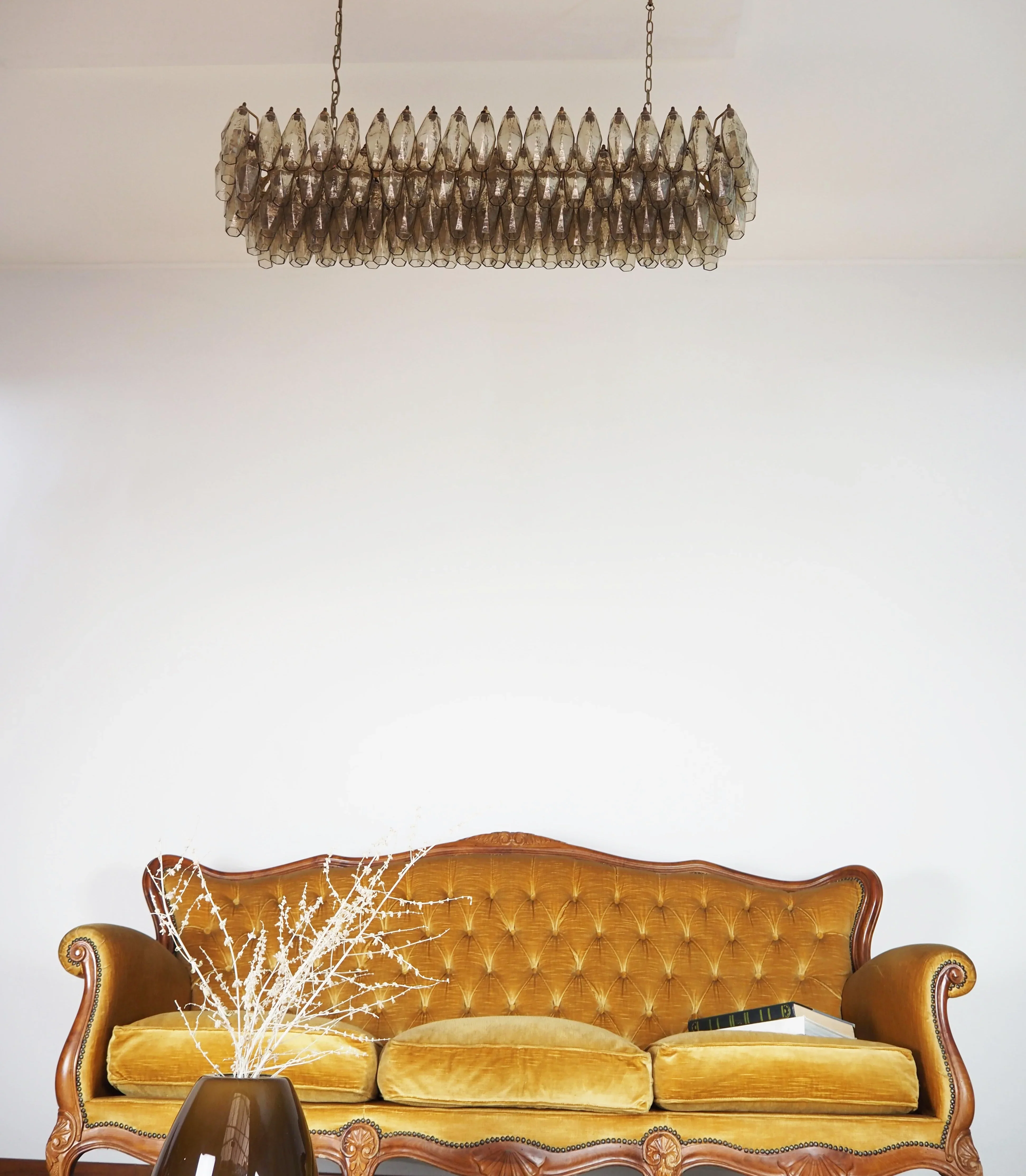 Elegant Smoked Murano Poliedri Chandelier - Image 8