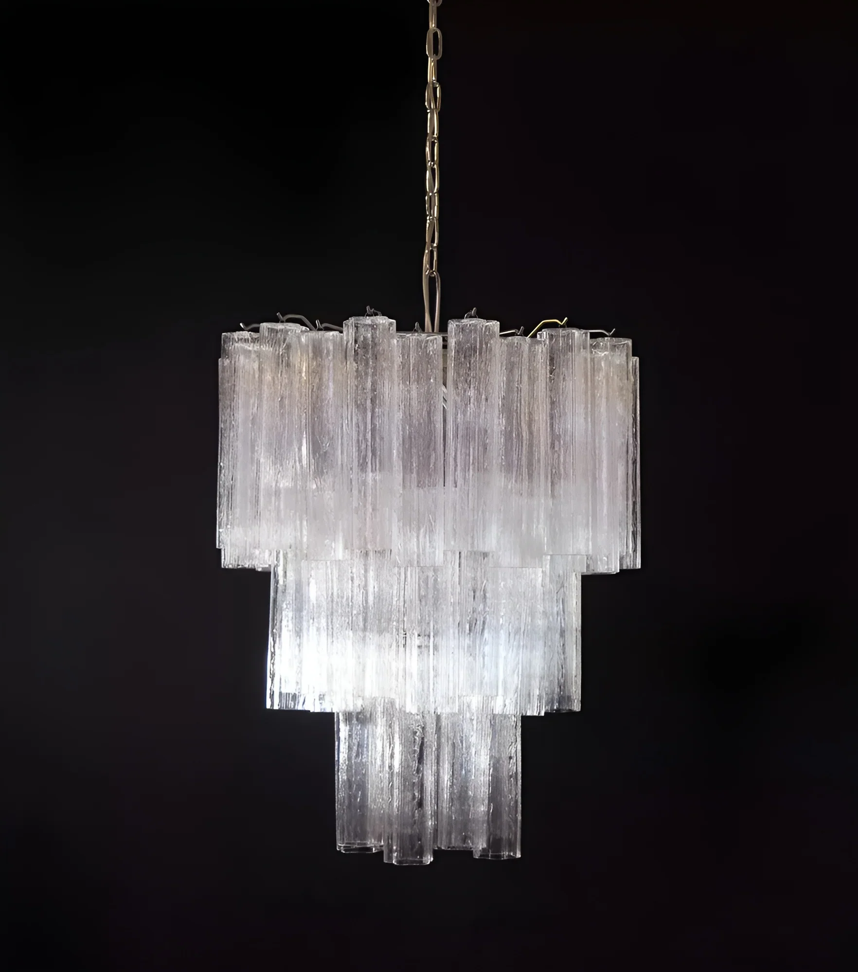 Elegant Transparent Murano Glass Tube Chandelier - Image 14