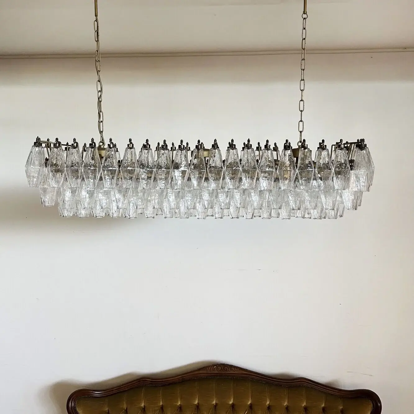 Elegant Transparent Murano Poliedri Chandelier - Image 10
