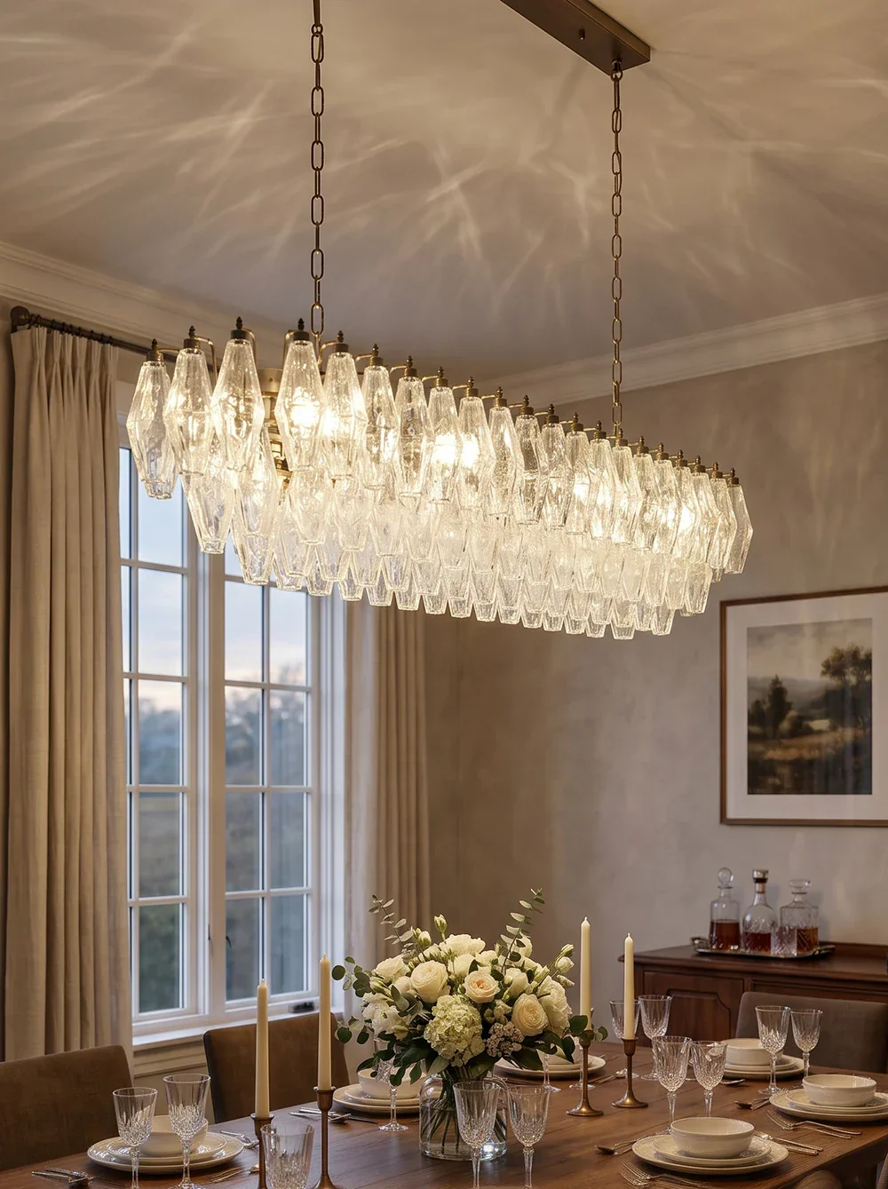 Elegant Transparent Murano Poliedri Chandelier - Image 2
