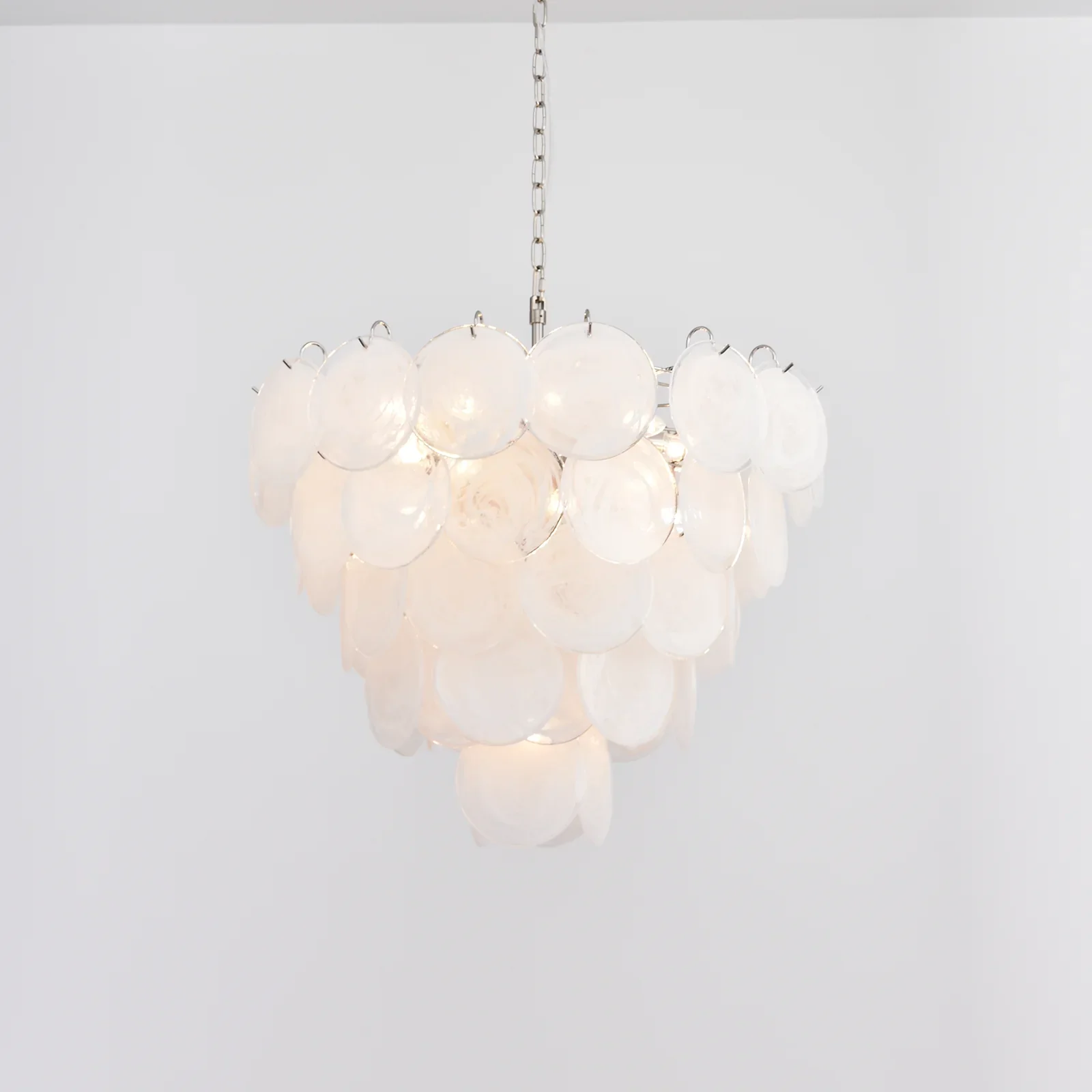 Elegant White Murano Disc Chandelier - Image 14