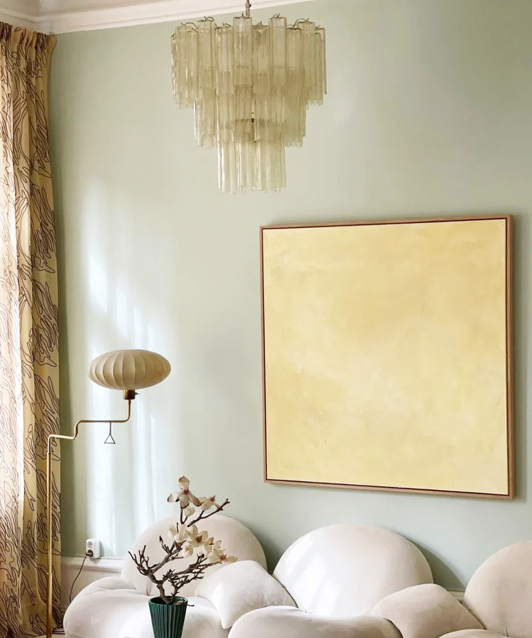 Elegant Yellow Murano Glass Tube Chandelier - Image 6