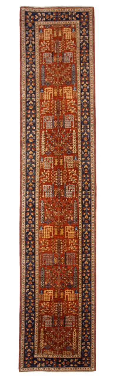 Espalier (2'08"x13' Runner) rust/navy