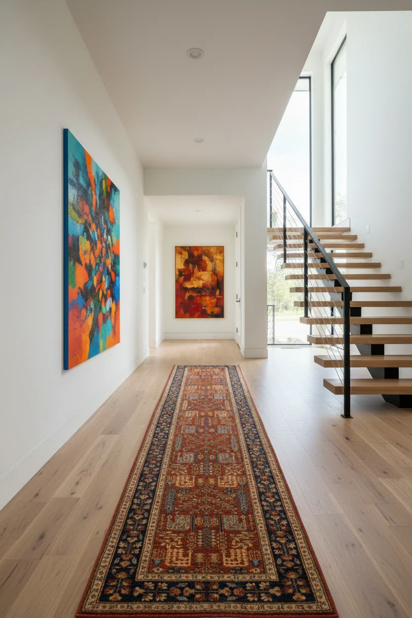 Espalier (2'08"x13' Runner) rust/navy - Image 9