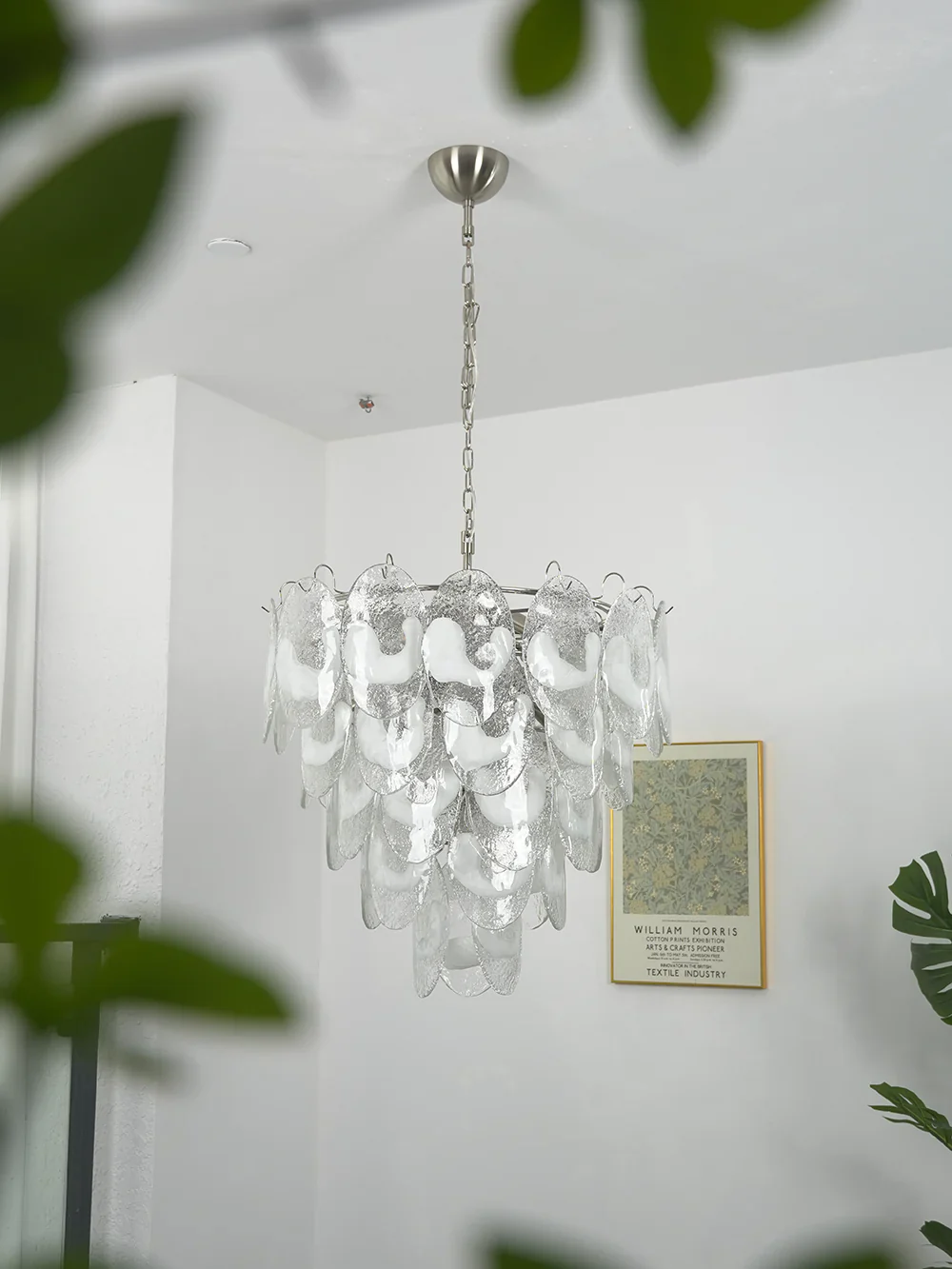 Oval Transparent Glass U Shape White Chandelier - Image 10