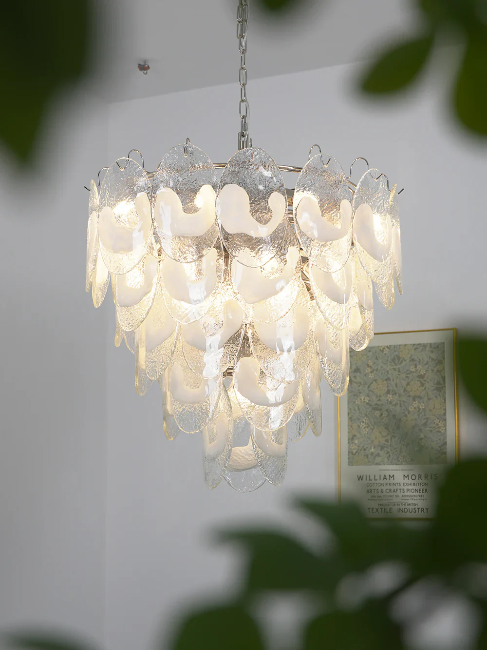 Oval Transparent Glass U Shape White Chandelier - Image 6