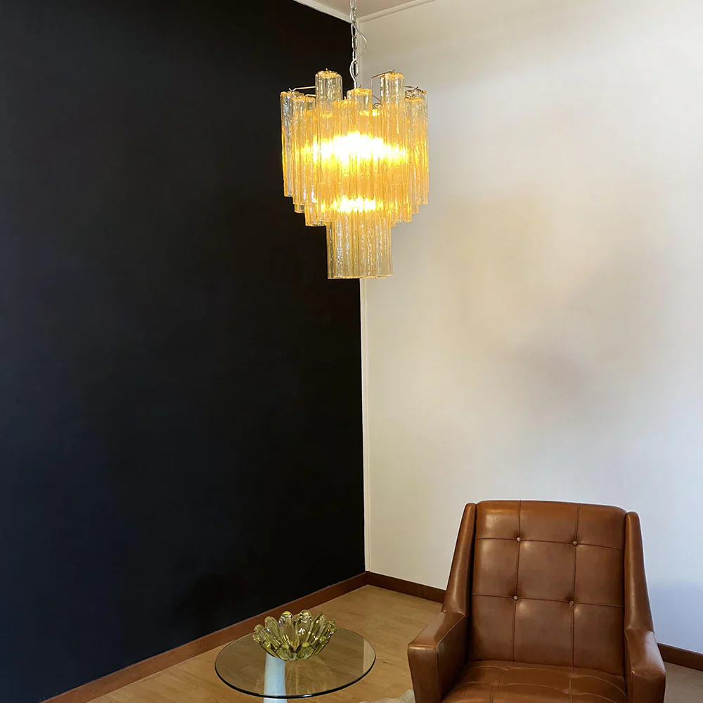 Fantastic Amber Murano Glass Tube Chandelier - Image 2